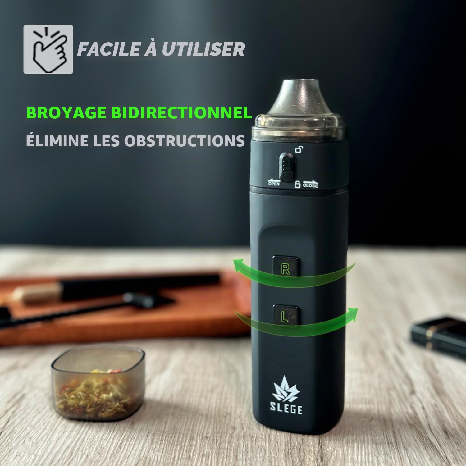 Grinder électrique,Grinder à épices électrique,Portable broyeur épices/pollen,Super Puissance 7 Nm,Broyage bidirectionnel sans blocage,Mouture rapide 1,5 g, Avec trémie,Bol,Tube Conique (noir) USB