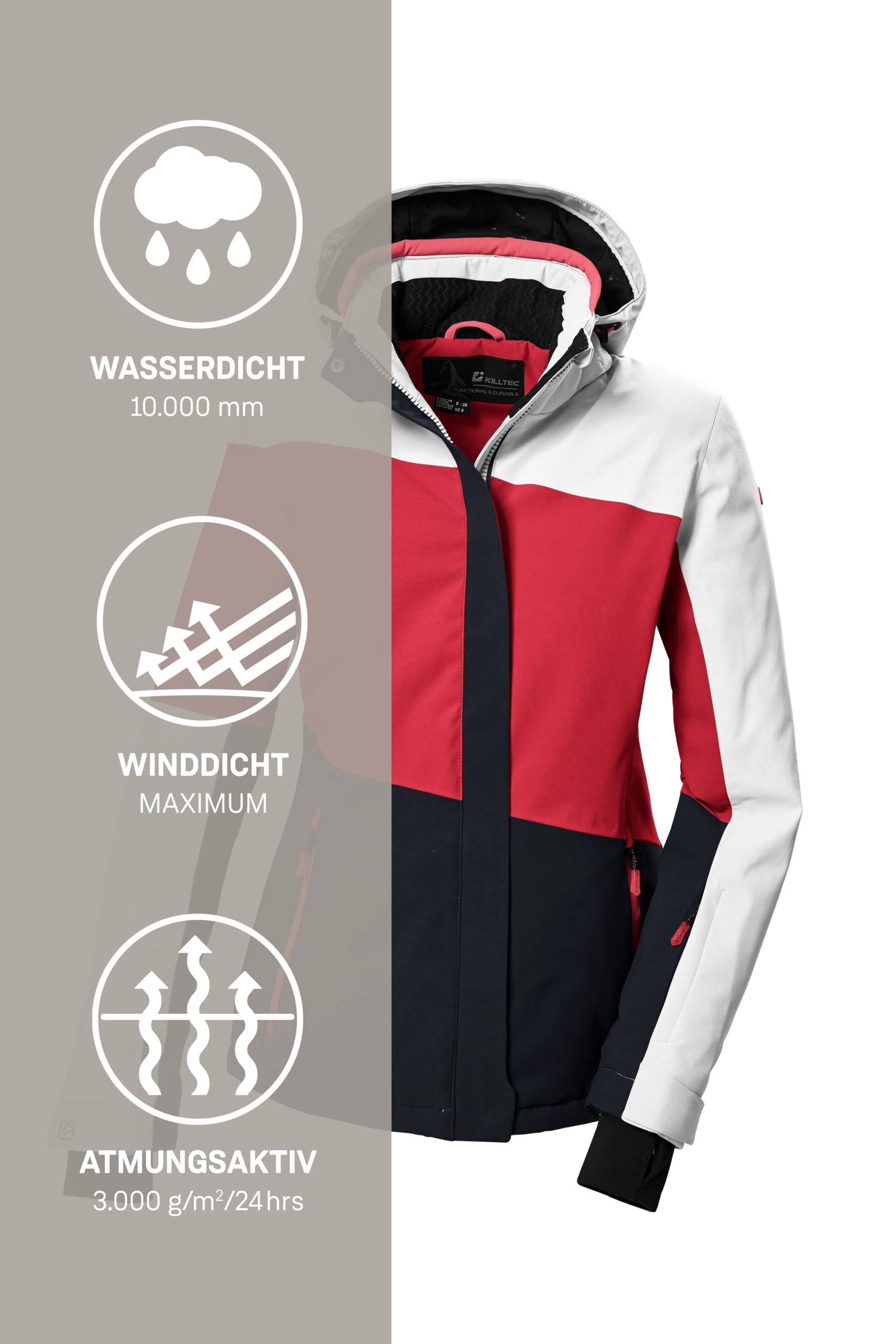 Killtec Ksw 67 Wmn Ski Jckt Chaqueta de esquí/chaqueta funcional con capucha con cremallera y protección contra la nieve Mujer