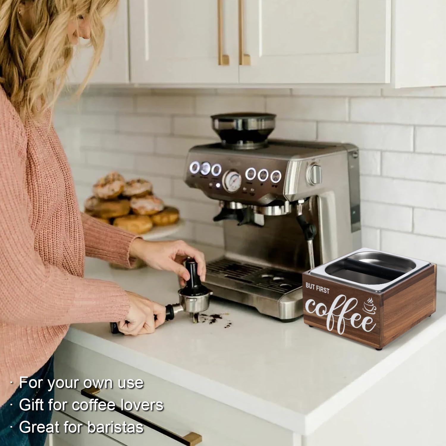 Knock Box para café expreso, caja de espresso de diseño silencioso, accesorios para máquina de espresso, estación de apisonamiento, base antideslizante, accesorios de barra de café, herramientas de