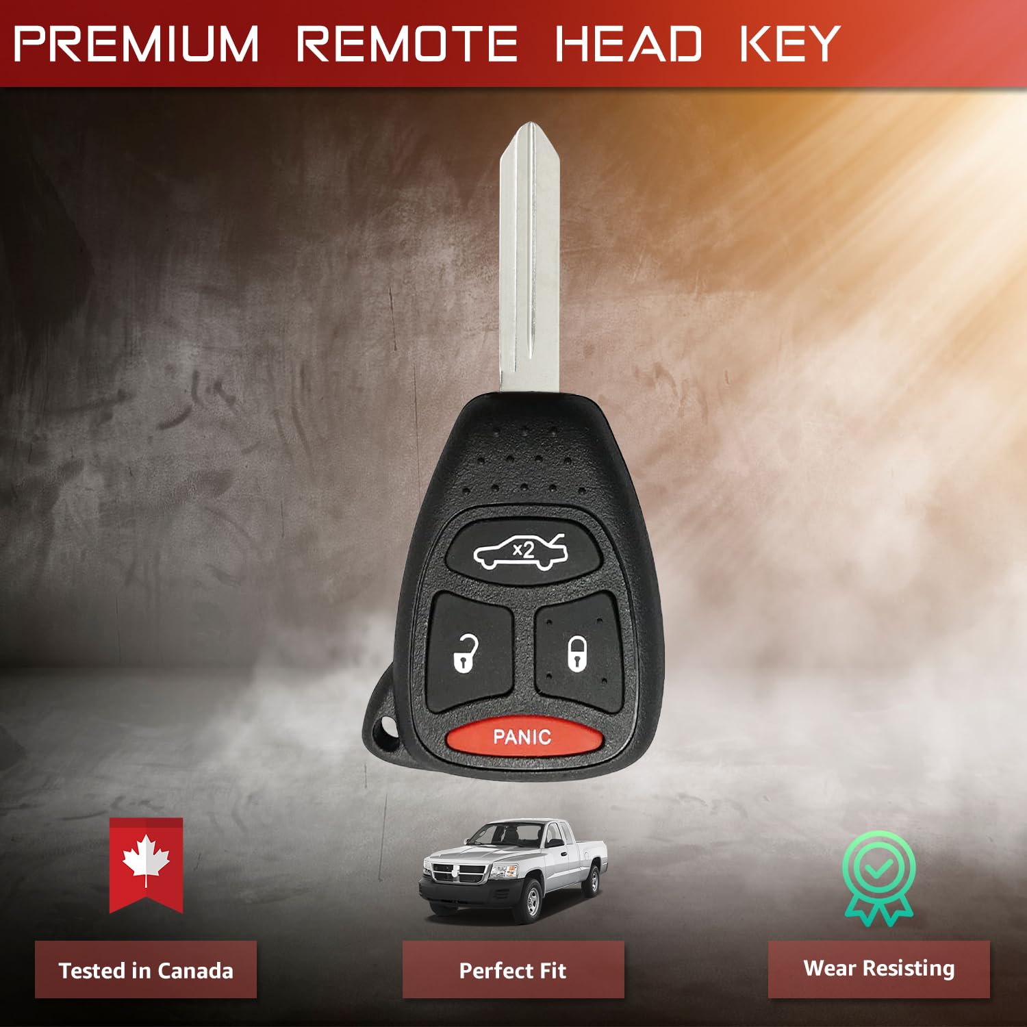 StandardAutoPart Telecomando di ricambio a 4 pulsanti compatibile con Dodge Dakota Ram Durango Charger Commander Grand Cherokee 300 KOBDT04A (chiave completa)