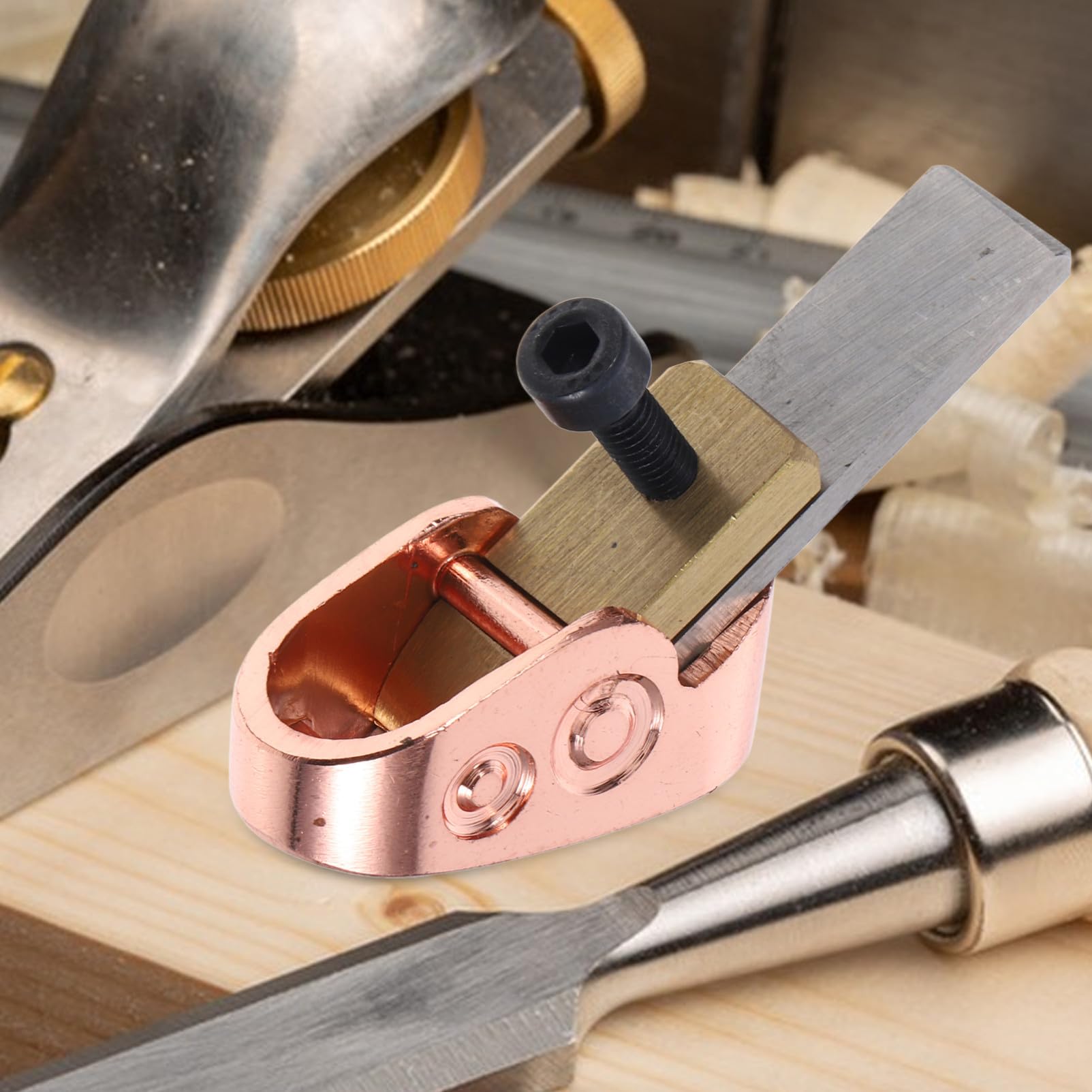 Kisangel Utensile per Liuteria di Strumenti in Legno, Pialla Manuale in Ottone e Acciaio Alto, Facile da Usare, Mini Pialla per Lavorazione Artigianale Colore Casuale