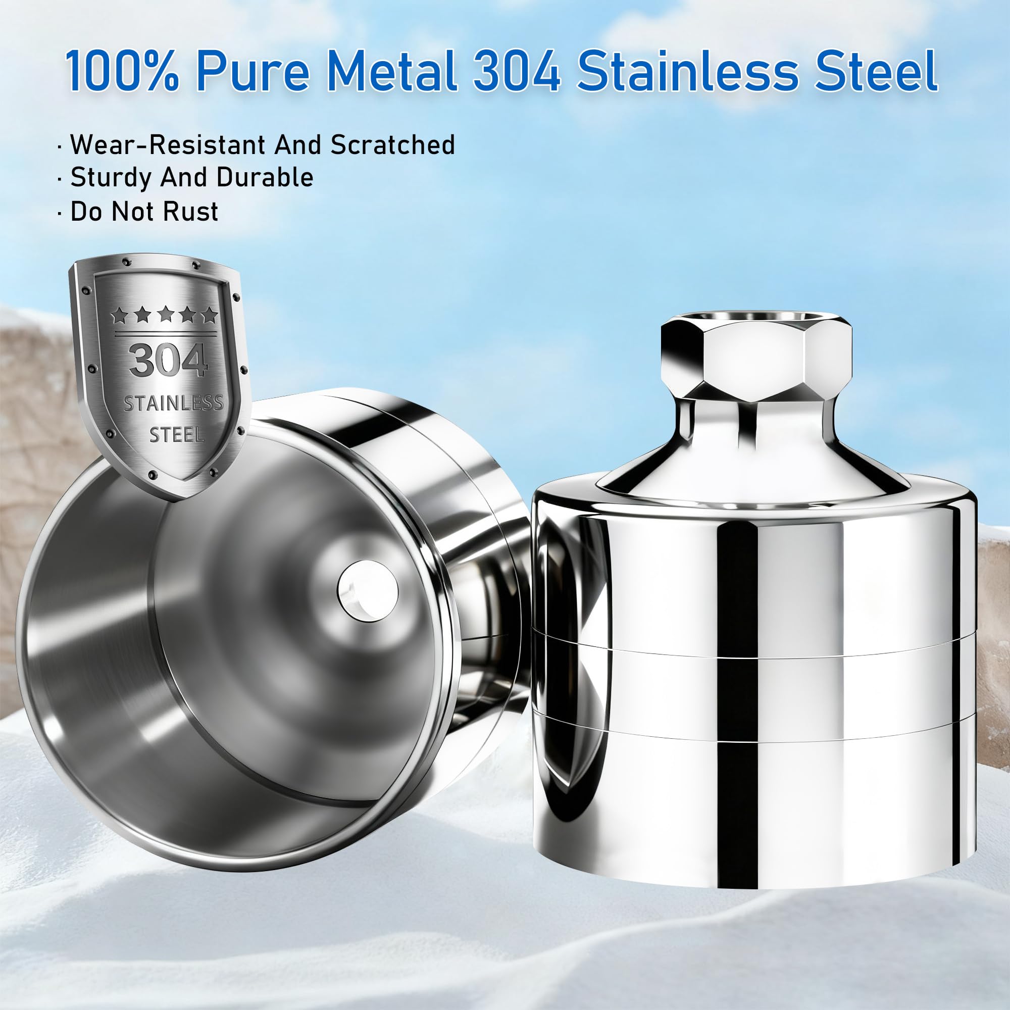 KMF00D Filtre de douche en métal inoxydable 304 avec parfum clair de brise marine, eau douce et propre, élimine 99 % du chlore, améliore votre peau, facile à installer, KMF00D Sea