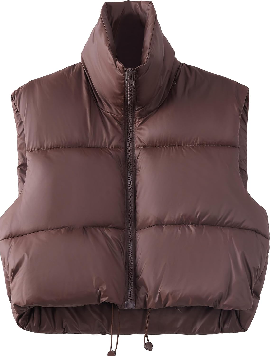 Women's Cropped Puffer Vest Winter Padded Vest Lightweight Zip Crop Puffy Gilet - Image 2