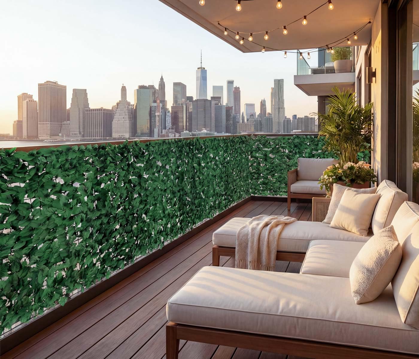 Mendler Pare-Vue Balcon Feuilles foncés, clôture - 300x150cm