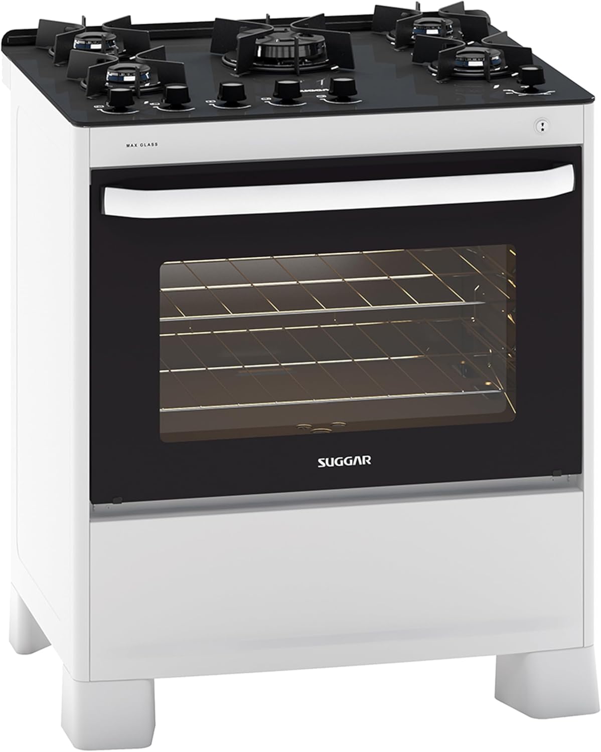 SUGGAR FOGÃO MAX GLASS BRANCO MESA DE VIDRO 5 BOCAS TRIPLA C... - imagem principal do produto