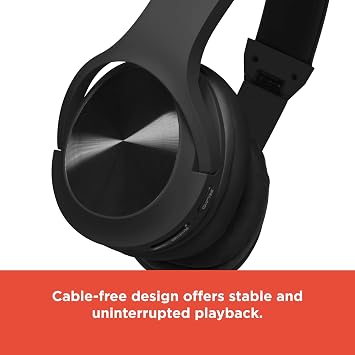 RadioShack Wireless, Over-Ear Headphones Feat. 7 Hours of Playback, Bluetooth Headphones with 300MAH Battery, V5.0, Black