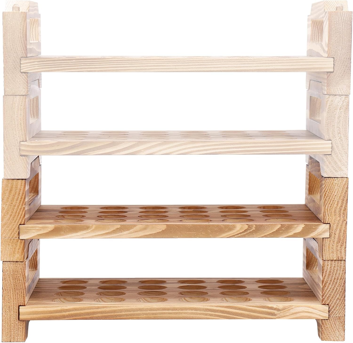 Support d'œufs de caille en bois à 2 niveaux empilables pour 48 œufs frais, organisateur d'œufs de caille rustique pour décoration de cuisine