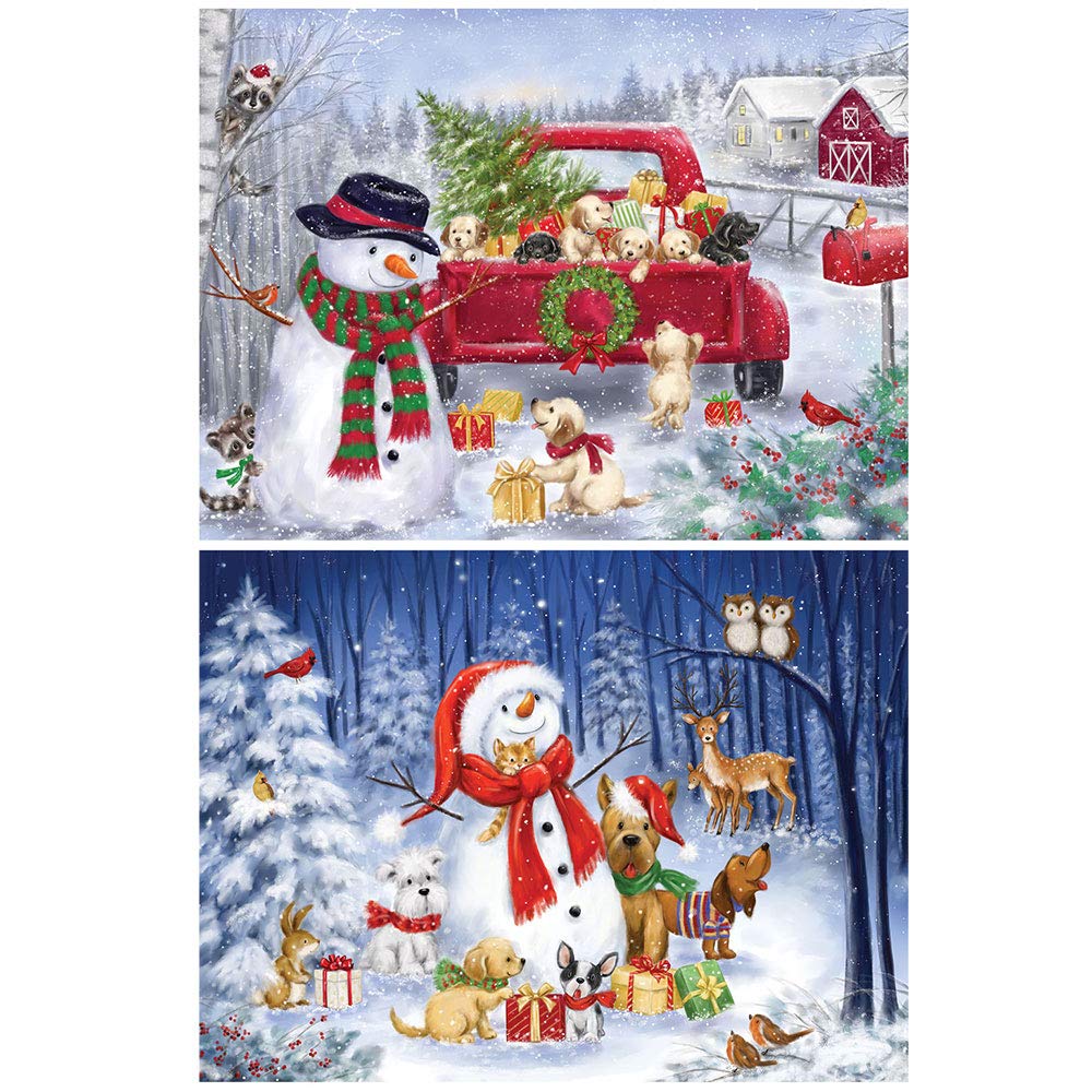 Bits And Pieces 300pc Jigsaw Puzzle Set – 2 Holiday Snowmen Puzzles By Makiko (18x24 Inches Each) - View #7