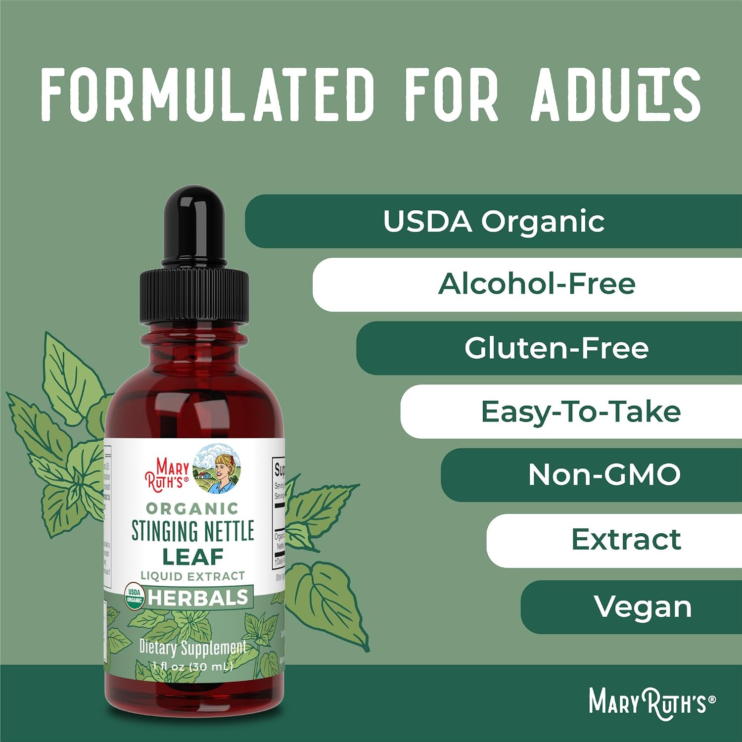 MaryRuth's Stinging Nettle Leaf Extract | Detox Supplement Herbal Drops | Glucose Metabolism | USDA Organic | Vegan | Non-GMO | Gluten Free | 1 Fluid Oz