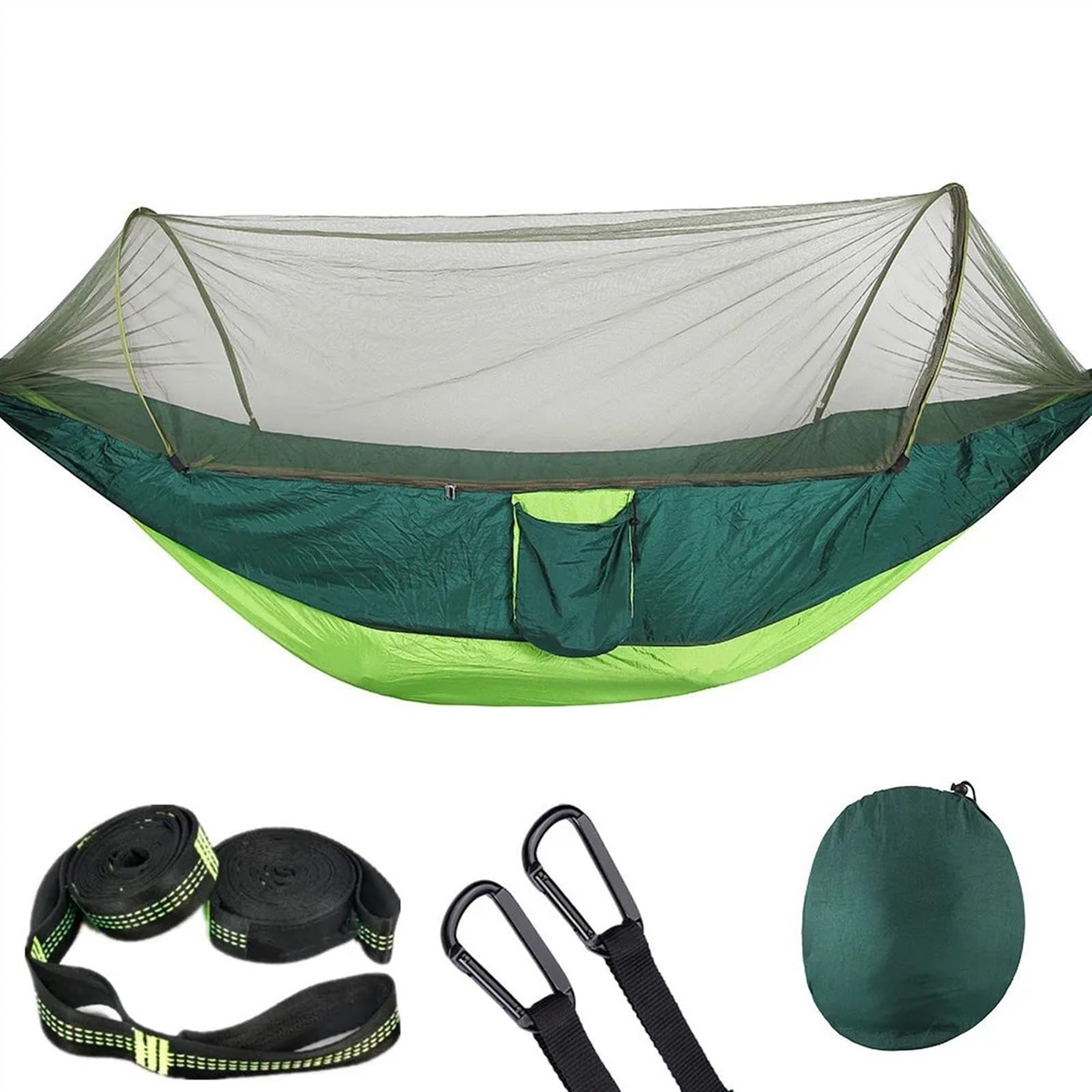 hamaki podróżne Hamak kempingowy Hamak kempingowy z moskitierą Pop-Up Outdoor hamaki spadochronowe huśtawka hamak do spania rzeczy kempingowe(Gree-6 rings)