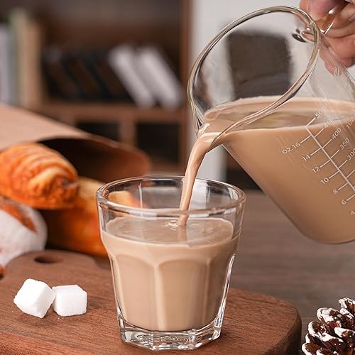 Miniatura 6 de BCnmviku Taza medidora de vidrio de 500ML 2 tazas con asa, vidrio de borosilicato alto tres escalas (OZ, taza, ML/CC para cocina o restaurante fácil