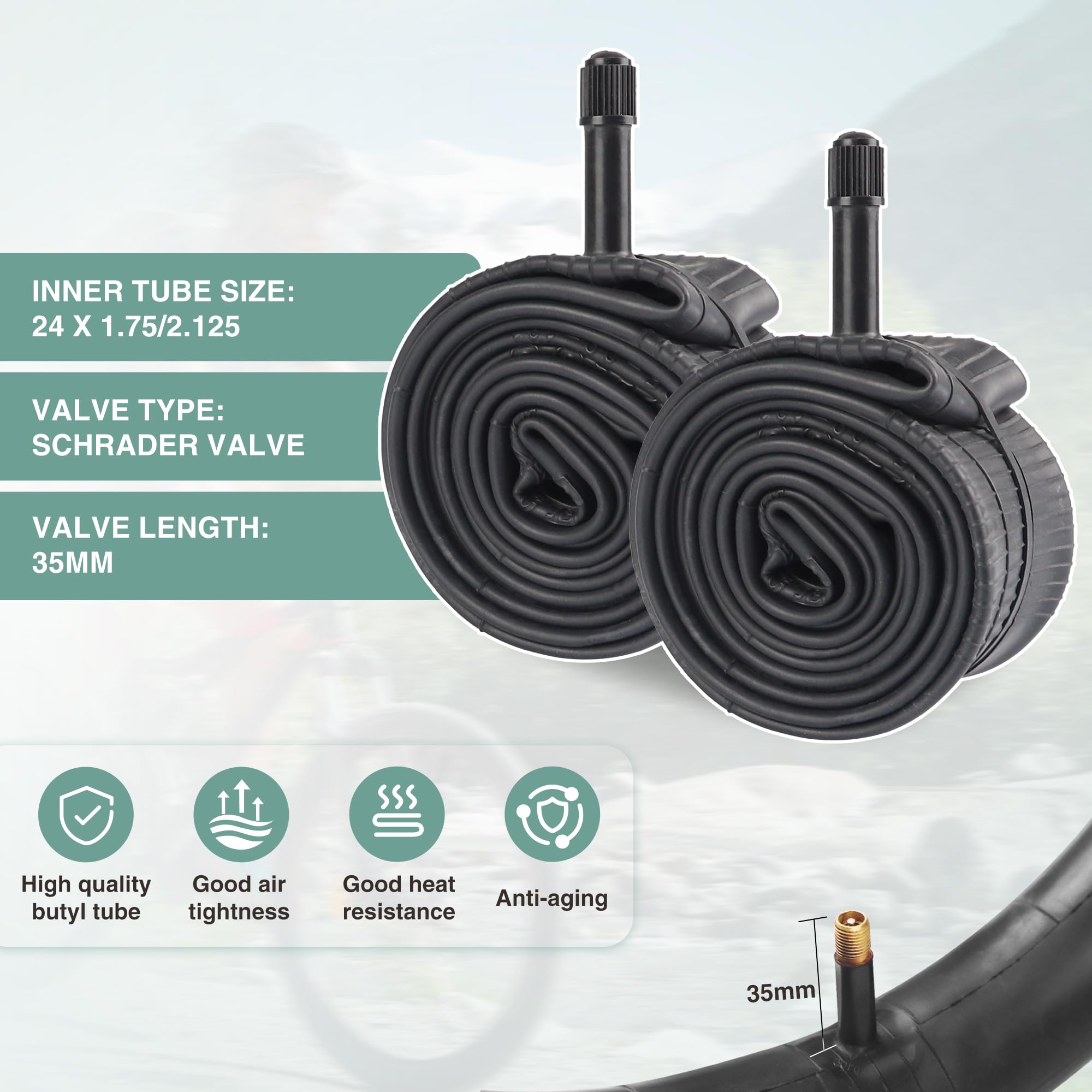 Set di pneumatici per mountain bike, 24/26 x 1,95 pollici, pieghevoli, di ricambio, pneumatici e camere d'aria con leve compatibili con MTB/Off-Road Bike