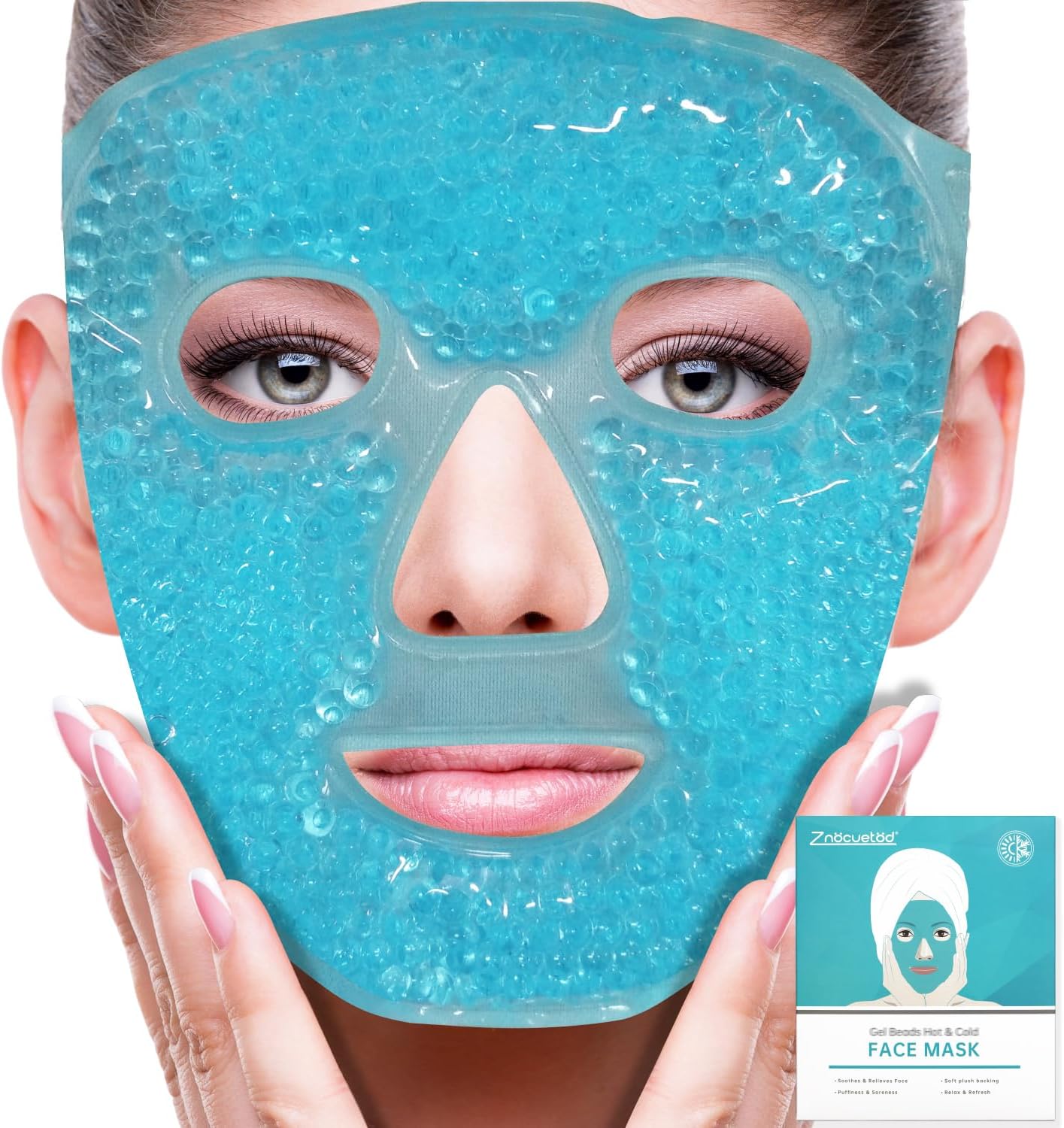 ZNรCUETรD Cold Face Ice Mask Facial Ice Pack, Hot Cold Compress for Face | Face SPA Gift for Woman Dark Circles Facial Puff, Pressure, Headaches, Skin Care, Post Laser Cosmetic Care, Reversible