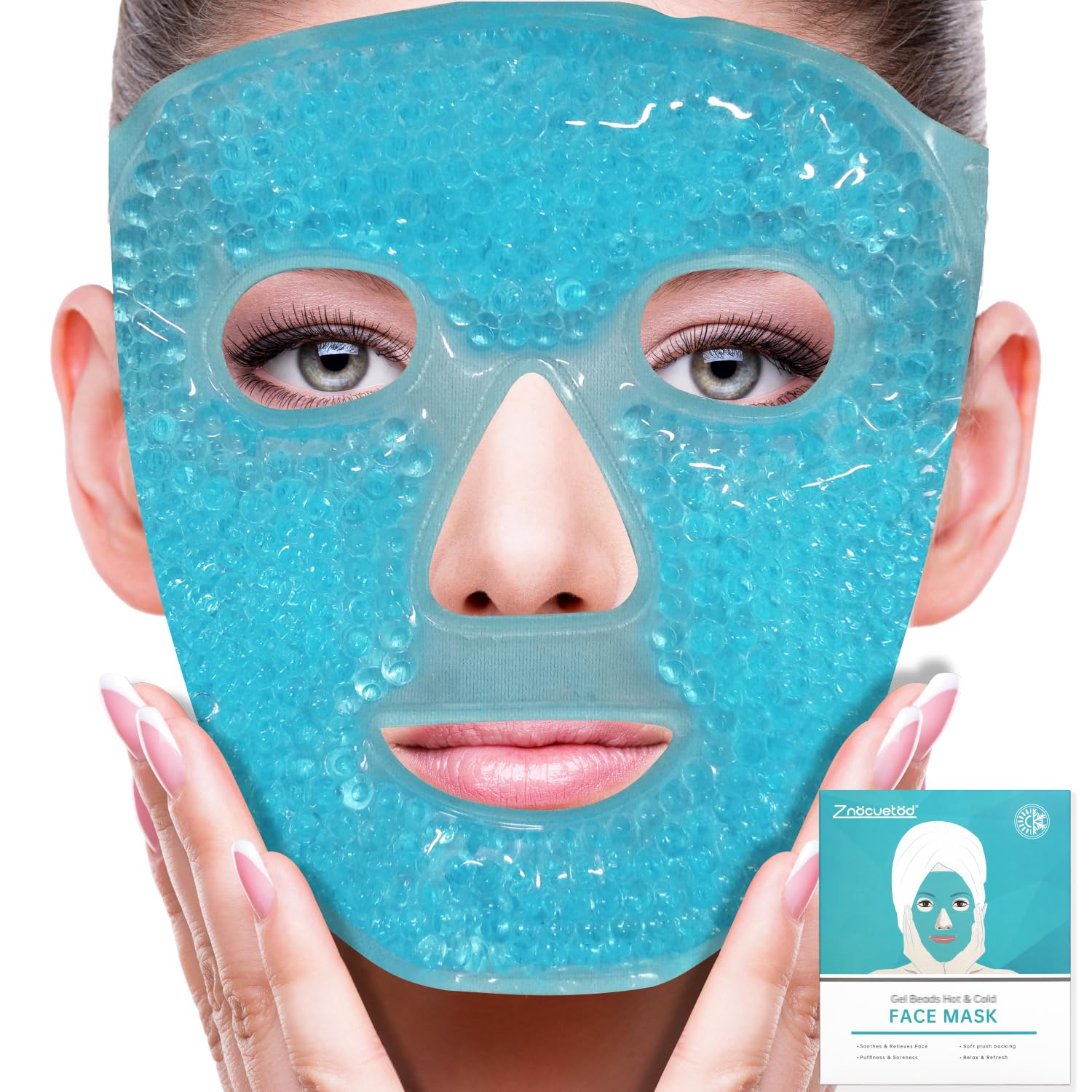 YunQiXin Blue: Face Eye Mask Ice Pack With Foam Earplugs, Reduce Puffiness, Bags Under Eyes, Puffy Dark Circles, Hot/Cold Pack With Soft Plush Backing For Woman Sleeping, Pressure, Headaches-image-26