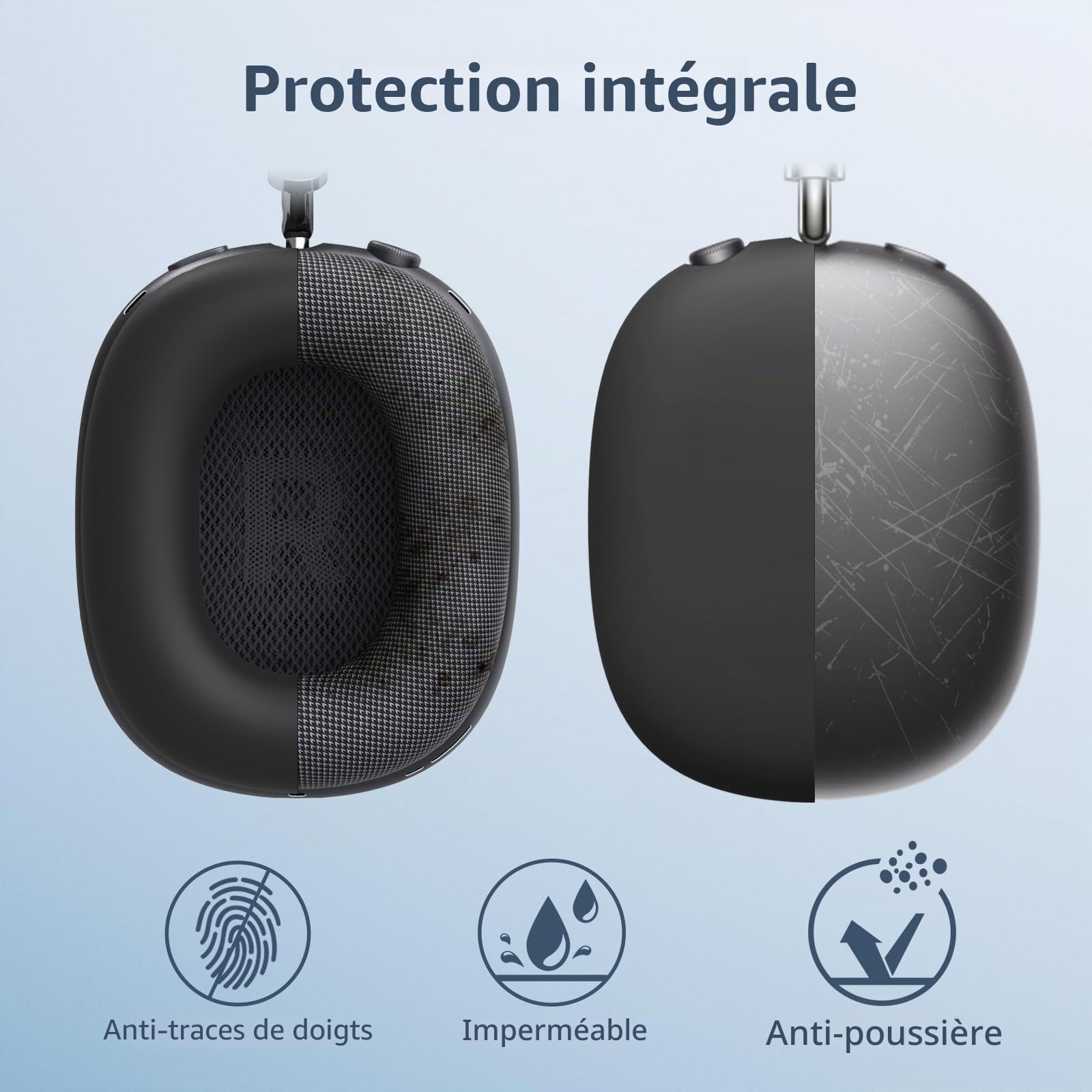FINTIE Étui Silicone Souple pour AirPods Max 2 2026 et AirPods Max, Noir