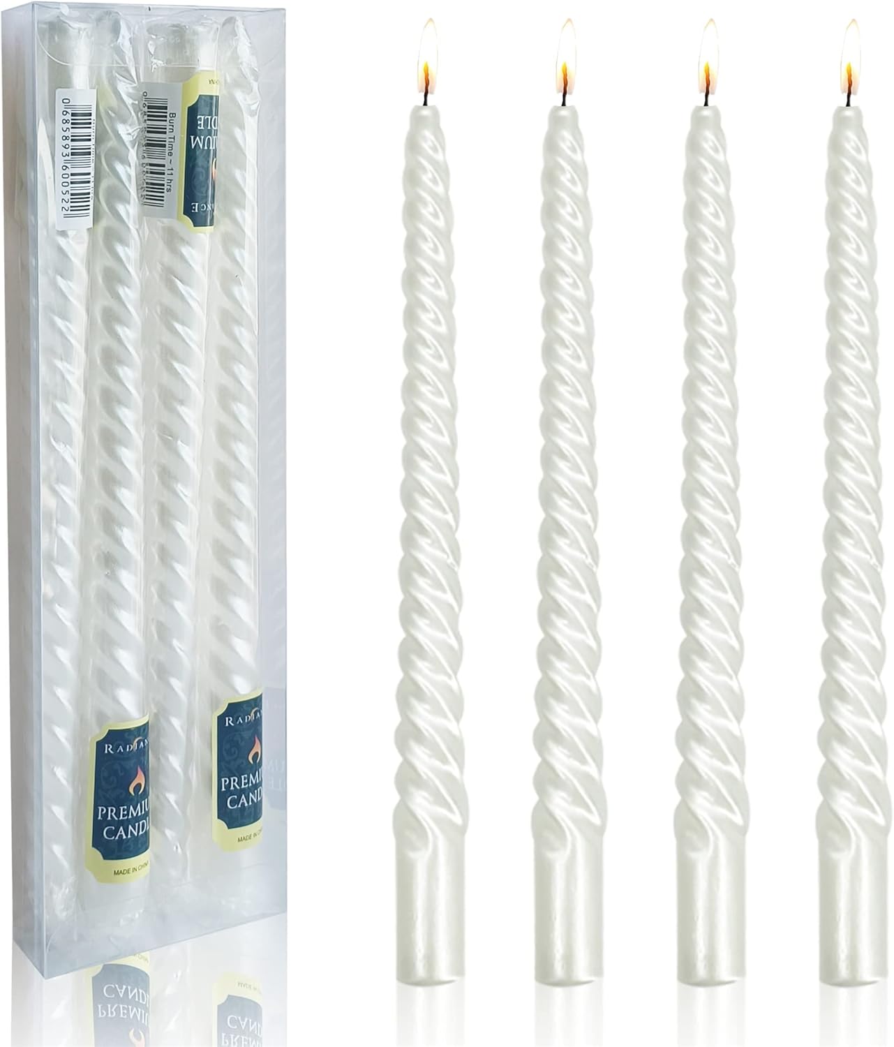 TBW 4 Pcs White Twist Taper Candle, Spiral Taper Candle, Taper Twisted