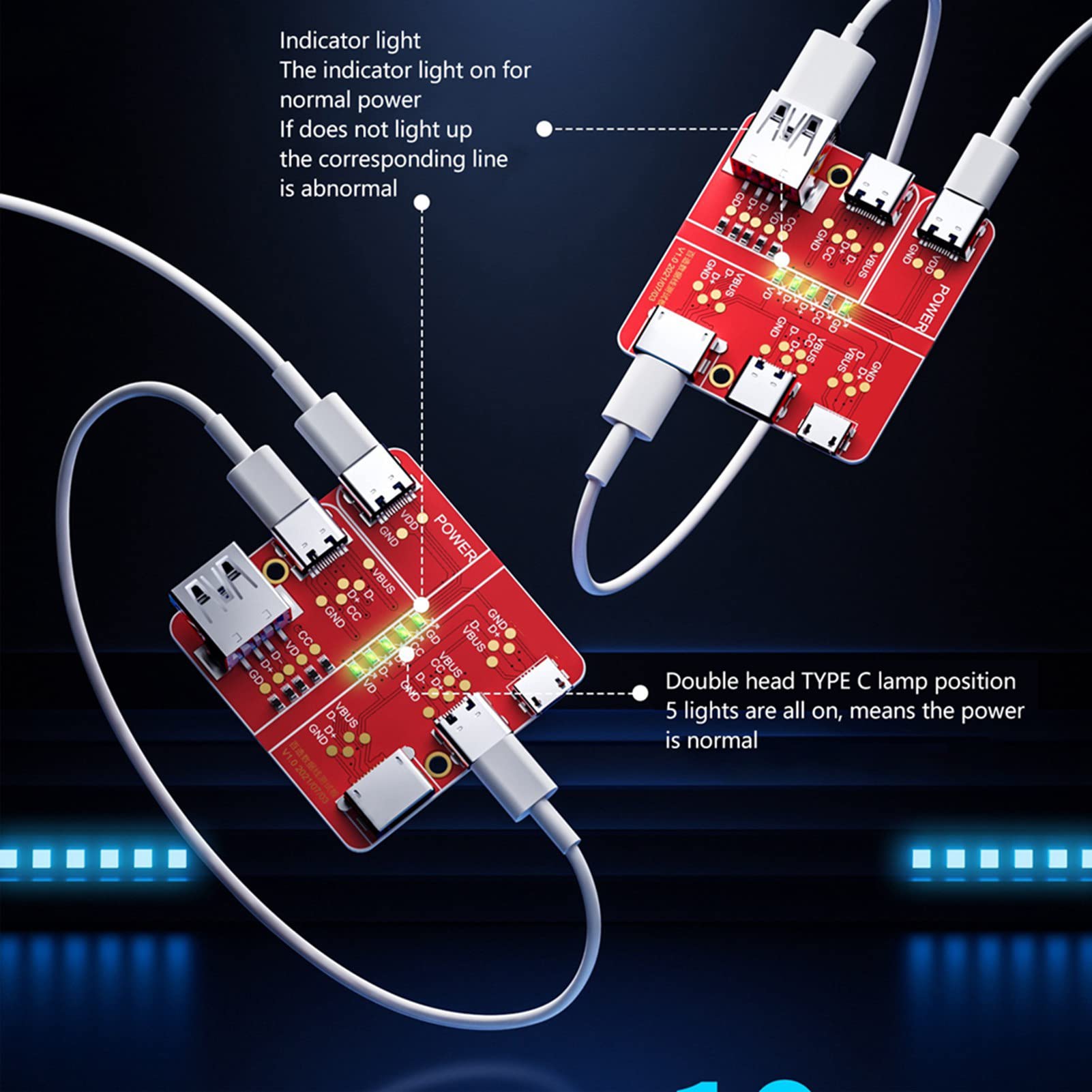 Amazon.co.jp: 充電テストカード、PCB 3 in 1 データワイヤ テスト