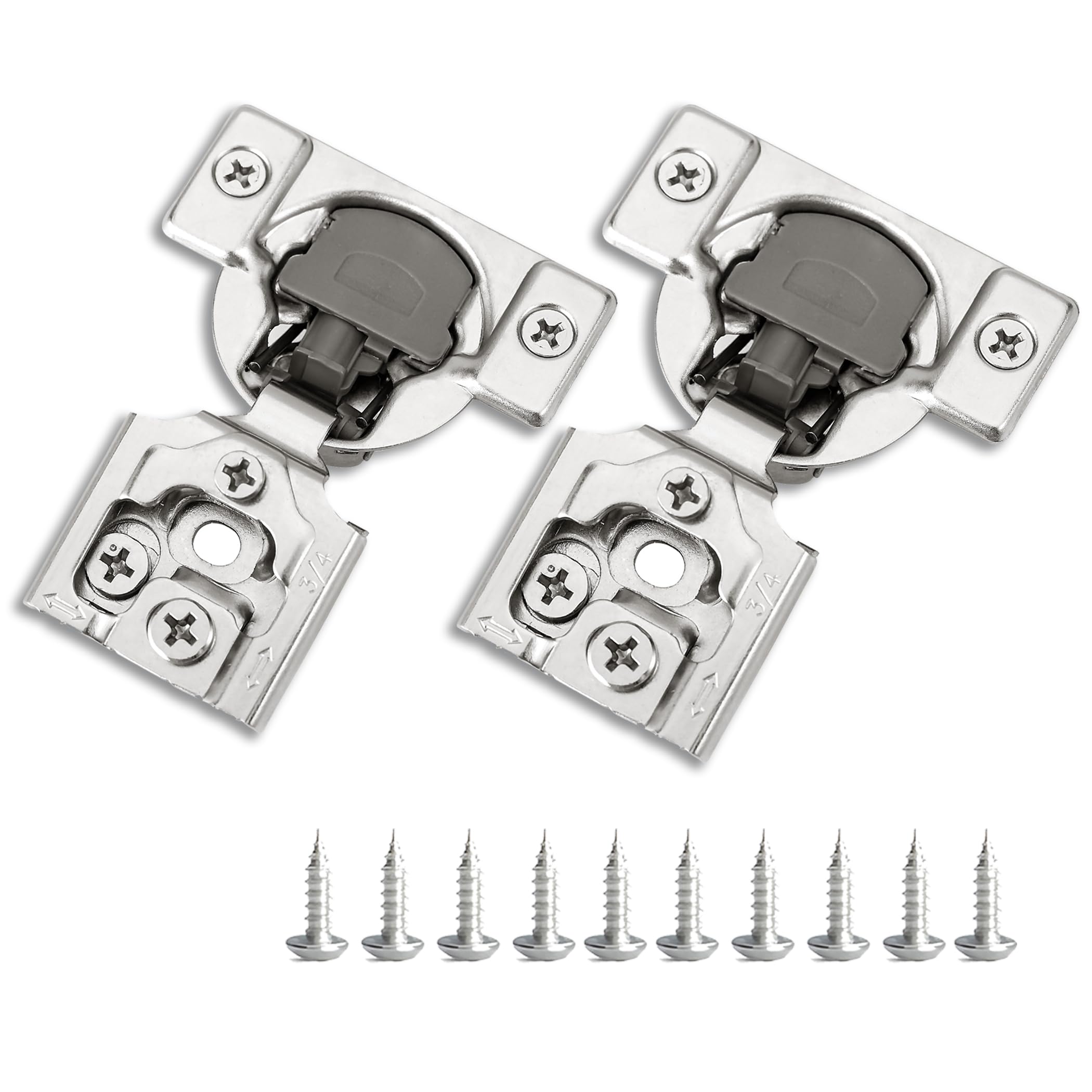 Redunest 3/4 Inch Overlay Soft Close Cabinet Hinges, 2 Pack Slow Soft Close Hinges for Kitchen Cabinets Satin Nickel Hidden Self Closing Kitchen