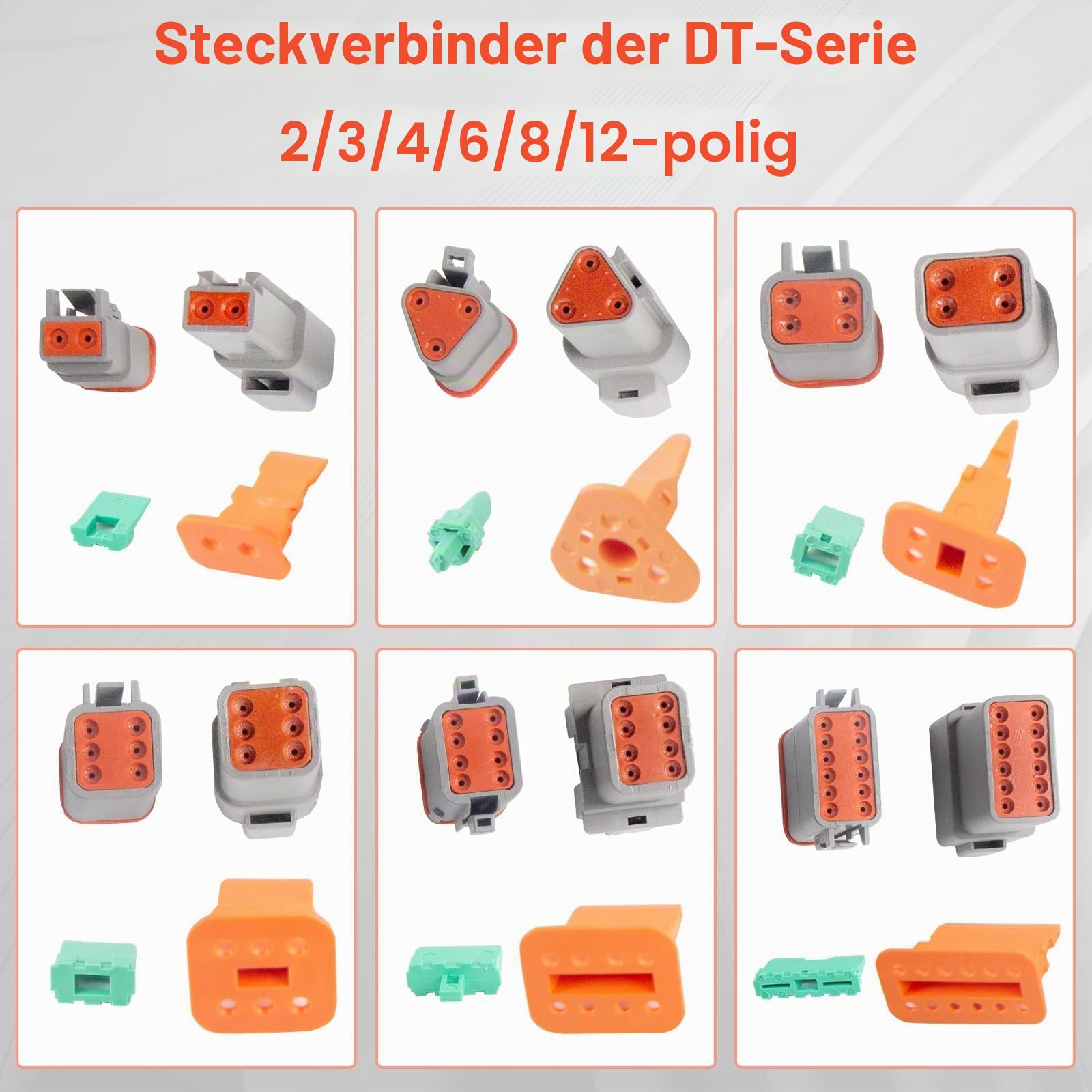 924-teiliges Deutsch Stecker Kit, DT Deutsch Steckverbinder Set, Kfz Steckverbinder mit Crimpzange, Abisolierzange & Entriegelungswerkzeug, 2/3/4/6/8/12-polig, kompatibel mit DT Serie