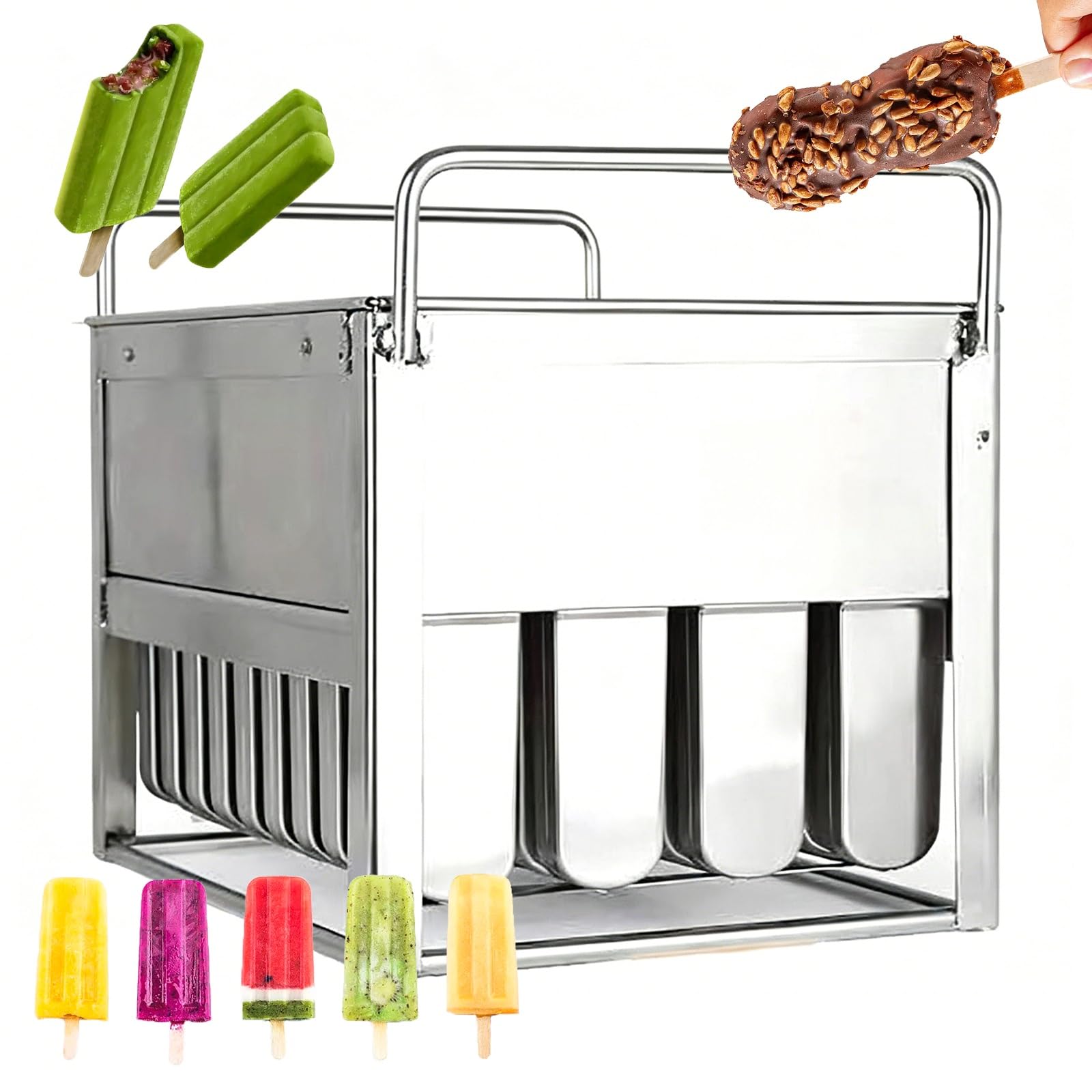 Juego de 40 moldes para paletas de helado, kit de moldes de acero inoxidable para paletas, ideal para paletas de yogur helado de frutas caseras y producción de postres en lotes.(B)