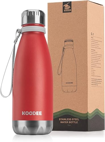 koodee Botella de agua de acero inoxidable de 12 onzas con aislamiento al vacío, con forma de cola, a prueba de fugas, botellas de agua de metal disponible en Yaxa Peru