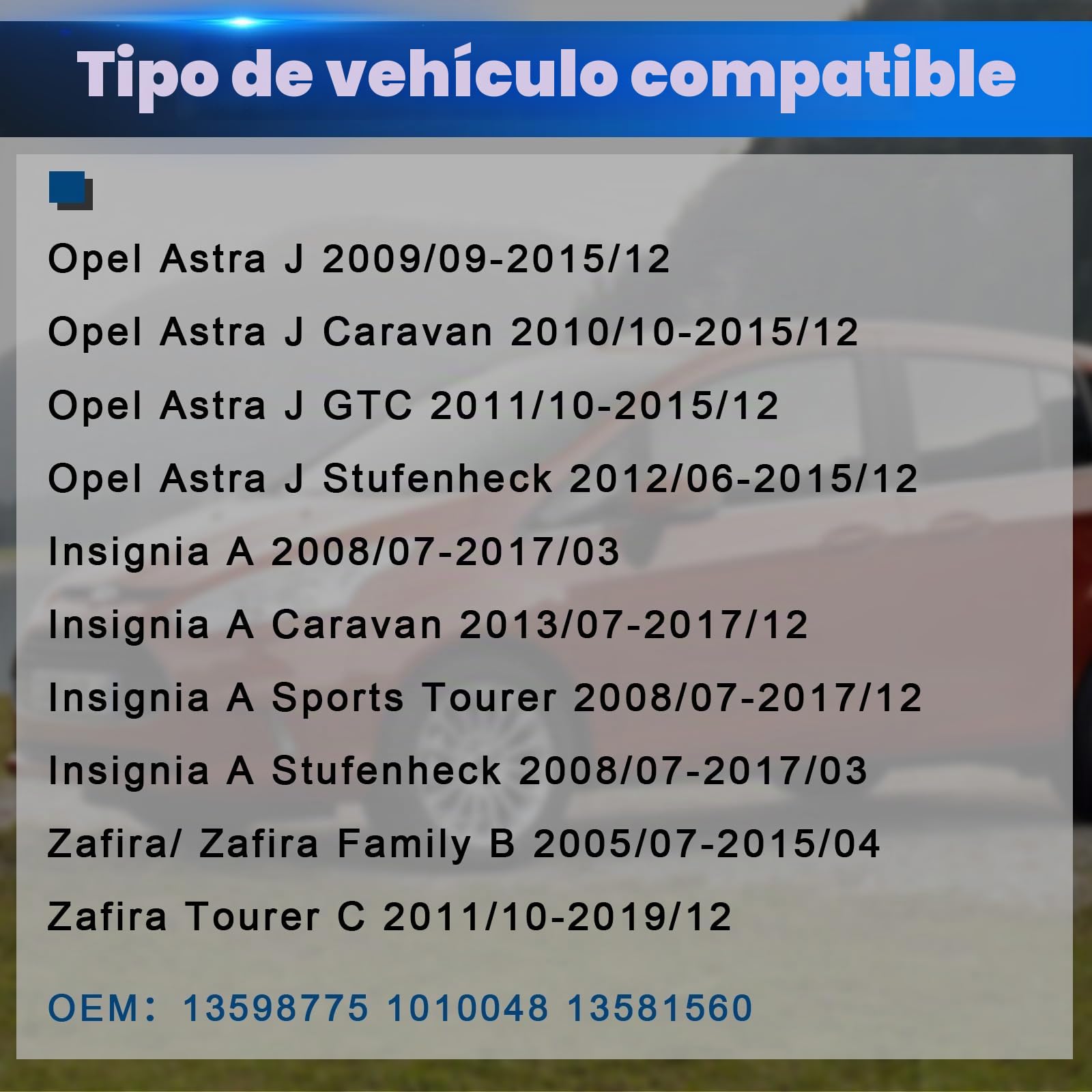 Sensor de Presión de Neumáticos Compatible con O-pel Astra J Insignia Zafira C RDKS TPMS Compatible con Astra Cascada Corsa Insignia 2011-2019 13598775 1010048 13581560