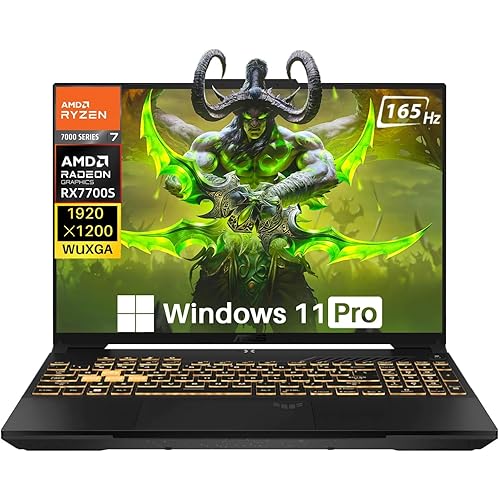 ASUS TUF A16 Gaming Laptop, Radeon RX 7700S 8 GB(Beats RTX 4060), AMD Ryzen 7 7735HS(Up to 4.75 GHz, Beats i7-13620H), 16" FHD 165 Hz, 64 GB DDR5, 1 TB SSD, Wi-Fi 6, Windows 11 Pro, Office 2024