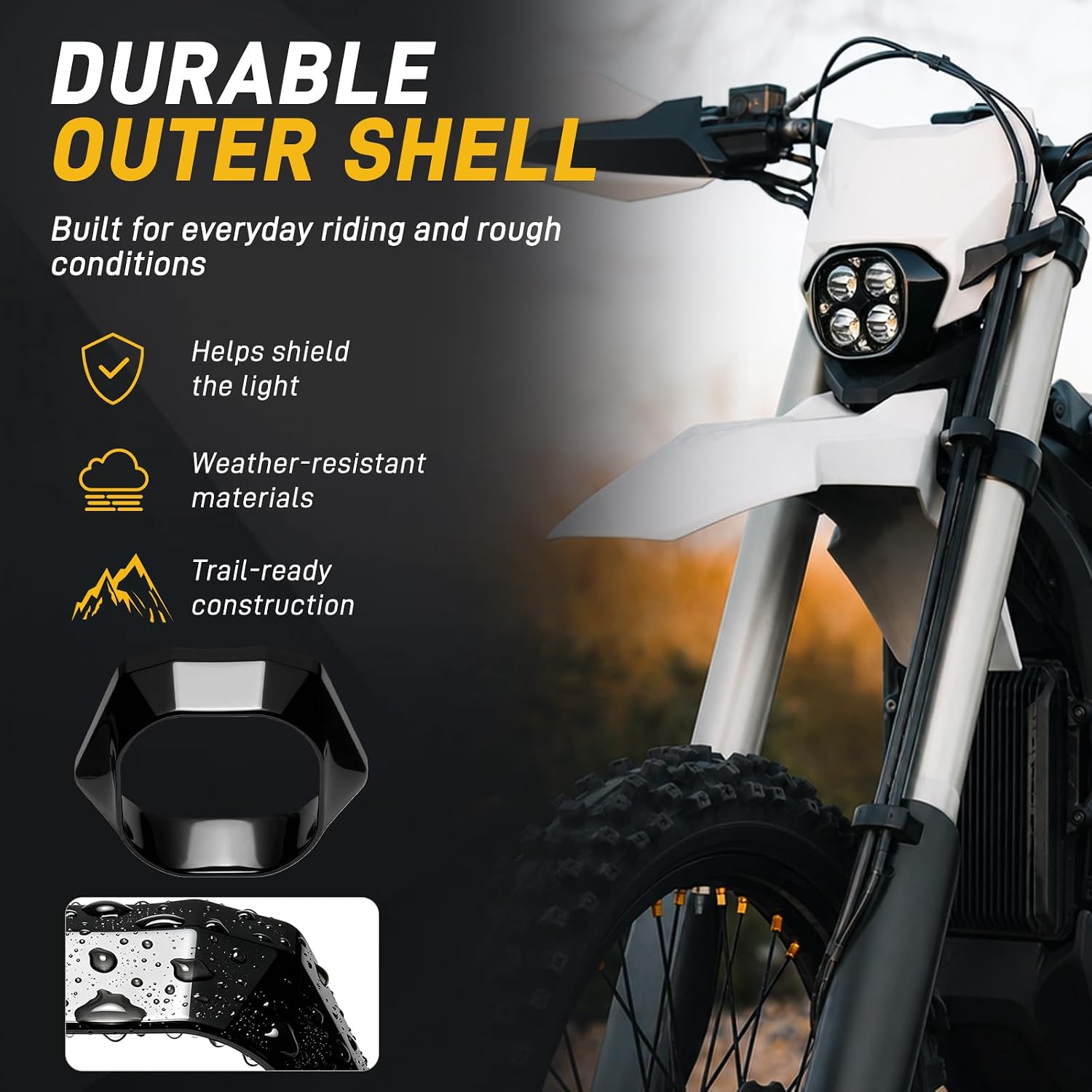 URLWAL Plastic Headlight Cover for Sur Ron Ultra Bee, Waterproof, Black