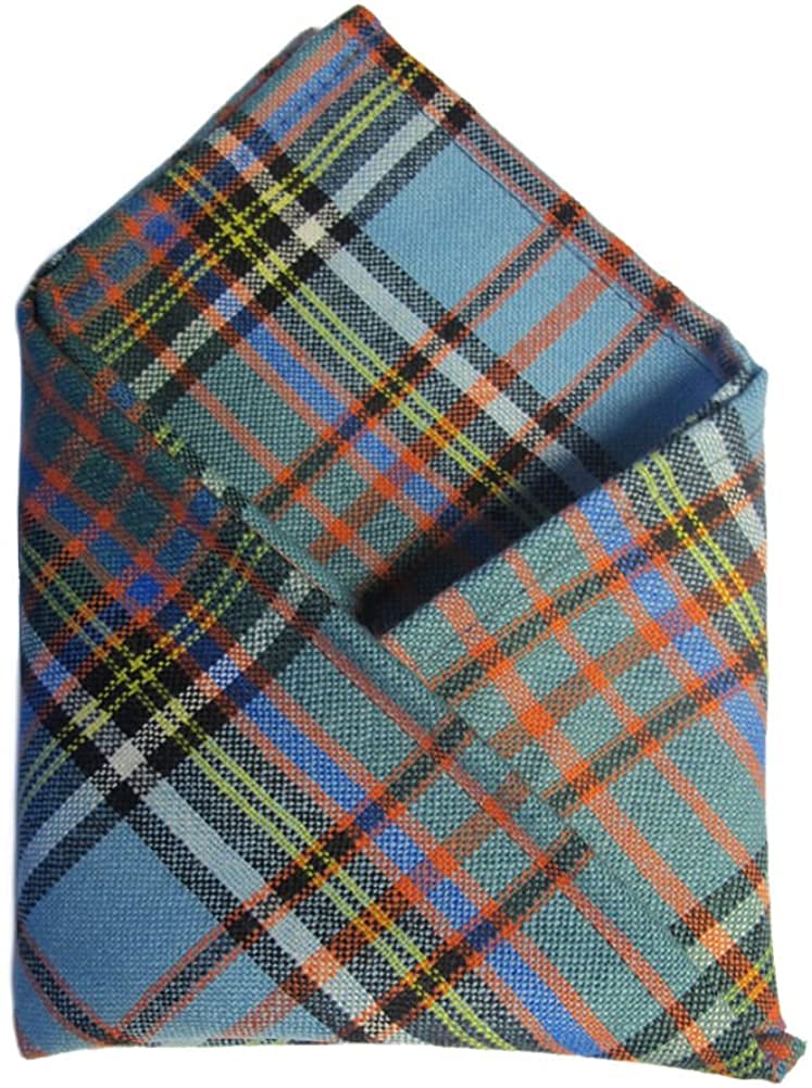 Highland Tweed Men's Multicoloured Gents Pure Wool Anderson Ancient Tartan Pocket Square - Made In Scotland