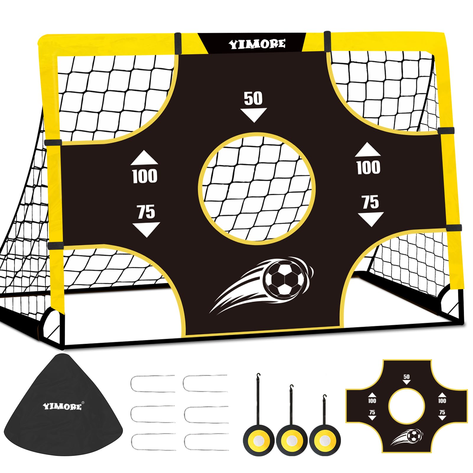 Yimore Porta Calcio Bambini 3 in 1, Pieghevole da Giardino con Borsa, Dimensioni 120×90×90 cm
