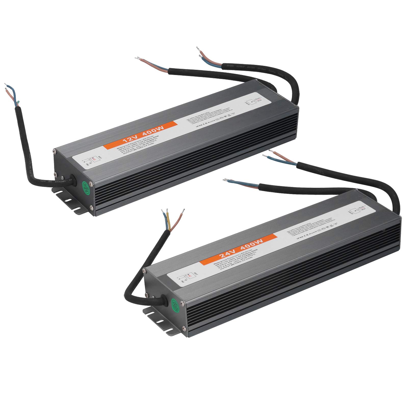 Transformator sterownika LED 400 W, wodoodporny zasilacz impulsowy 12 V / 24 V DC IP68, cieńszy i trwalszy, doskonała izolacja, wysoka wytrzymałość dielektryczna (DC24V)