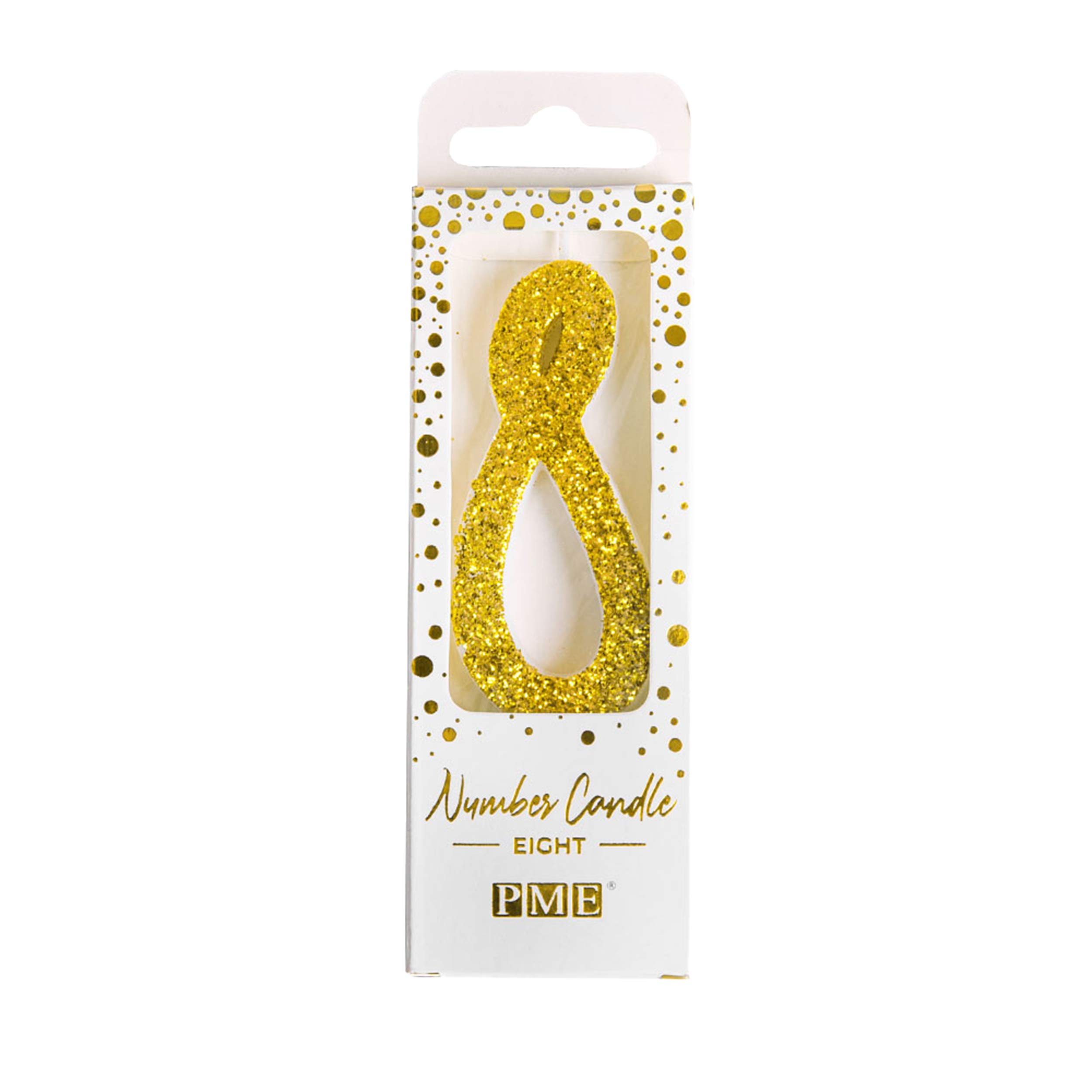 PME Gold Glitter Number Candle 8