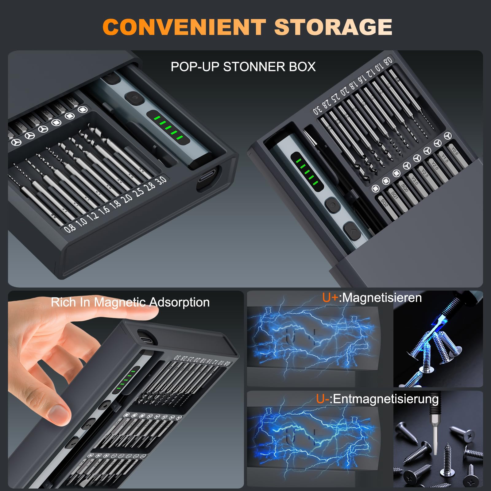 Mini destornillador eléctrico, juego de destornilladores de precisión de 4,2 V, destornilladores inalámbricos, recargables, 76 en 1, kit de herramientas técnicas de reparación de brocas magnéticas