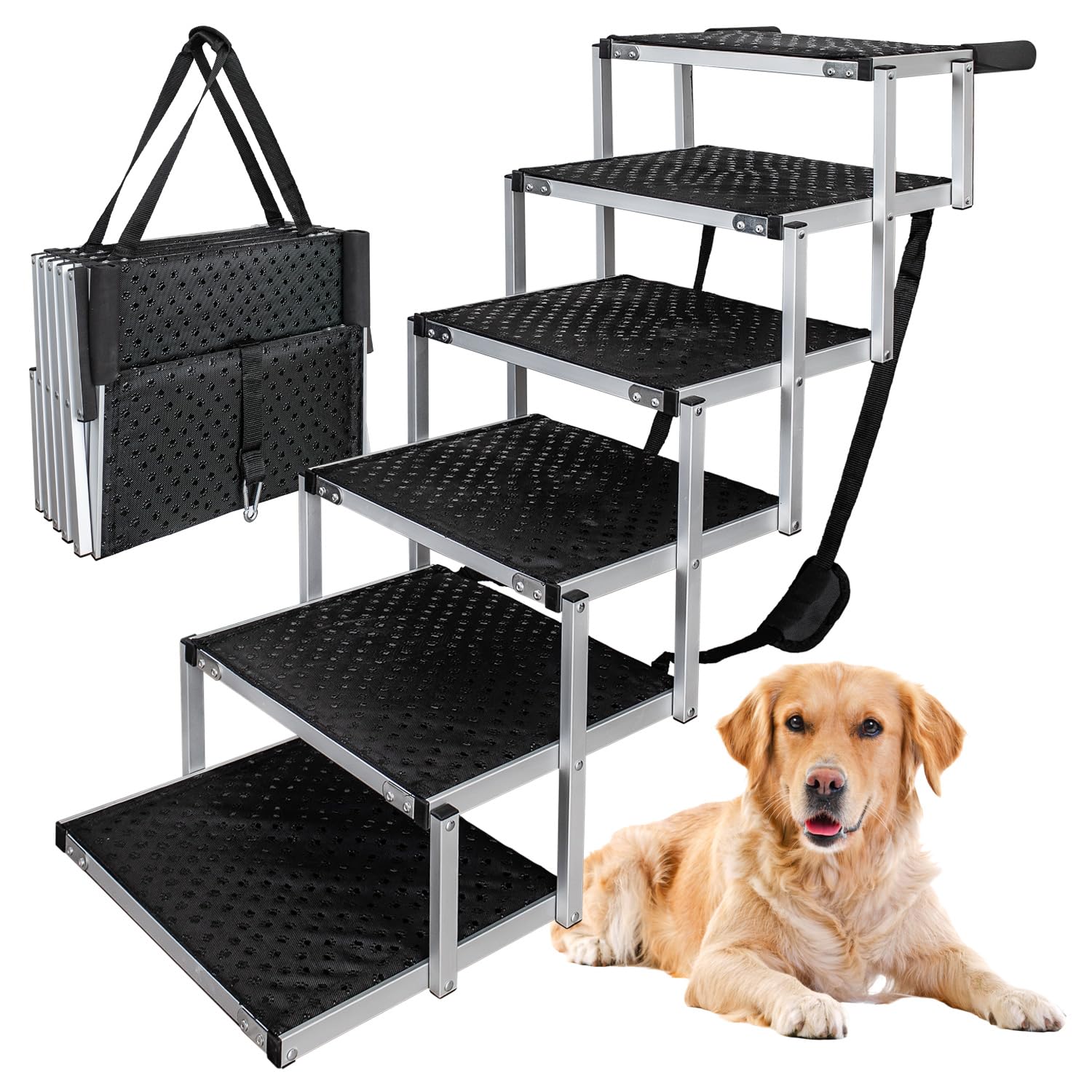 Petigi Sélection de rampes pour Chiens pour Voitures, Aluminium, escaliers pour Chiens, SUV, antidérapantes, capacité de Charge 70 kg, 90 kg ou 150 kg