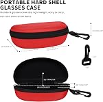 MOLSHINE 3 Pieces Portable Hard Shell Sunglasses Case, Zipper Eyewear Eyeglasses Case with Hook for Women Men Travel Sports