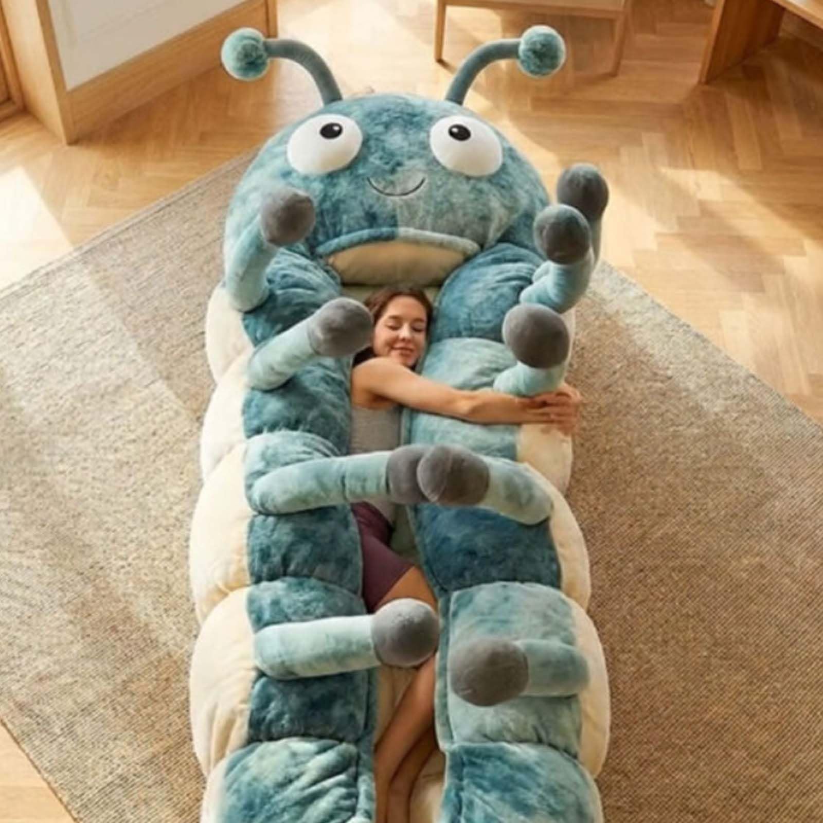 Sac de couchage câlin en forme de chenille pour adultes, cocon en peluche, sac de couchage avec cordon de serrage, épais matelassé pour l'intérieur