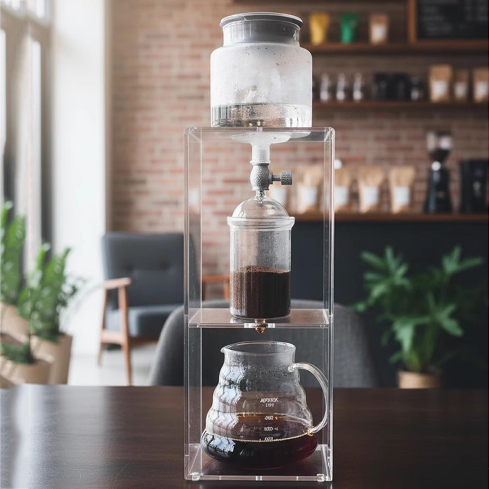 Wieża do kawy Cold Brew, ekspres do kawy z regulowaną prędkością kapania, akrylowy stojak i szklany dzbanek 600 ml, sprawia, że 2-4 filiżanki do domu i kawiarni