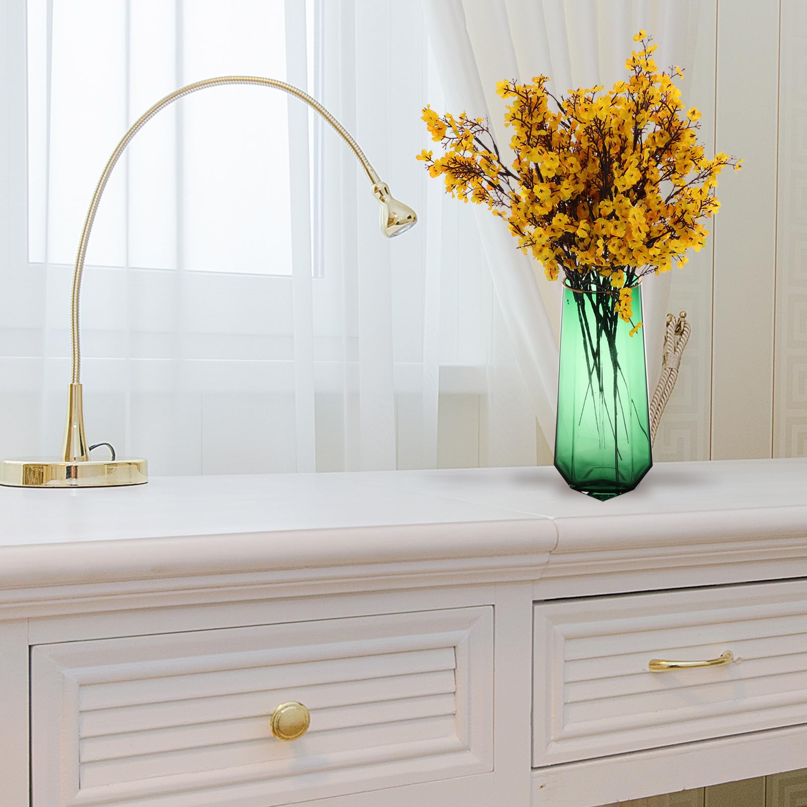 Alasum Kreative Grüne Glasvase als Pflanzgefäß und Tischdeko Blumenvase aus Glas für Hochzeitsfeier und Wohnraumgestaltung