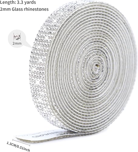 Miniatura 2 de Tiras autoadhesivas de diamantes de imitación, cinta de diamantes de imitación de 0.079 pulgadas con diamantes de imitación brillantes para teléfono