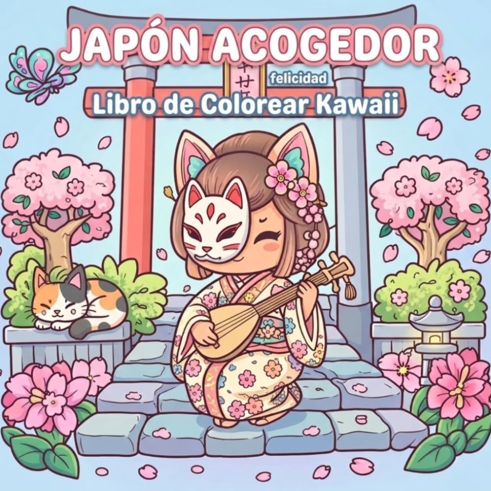 Japón Acogedor: Kawaii Libro para Colorear Adultos: Un libro de colorear japonés relajante con personajes adorables, escenas de sakura, casas zen y diseños para aliviar el estrés