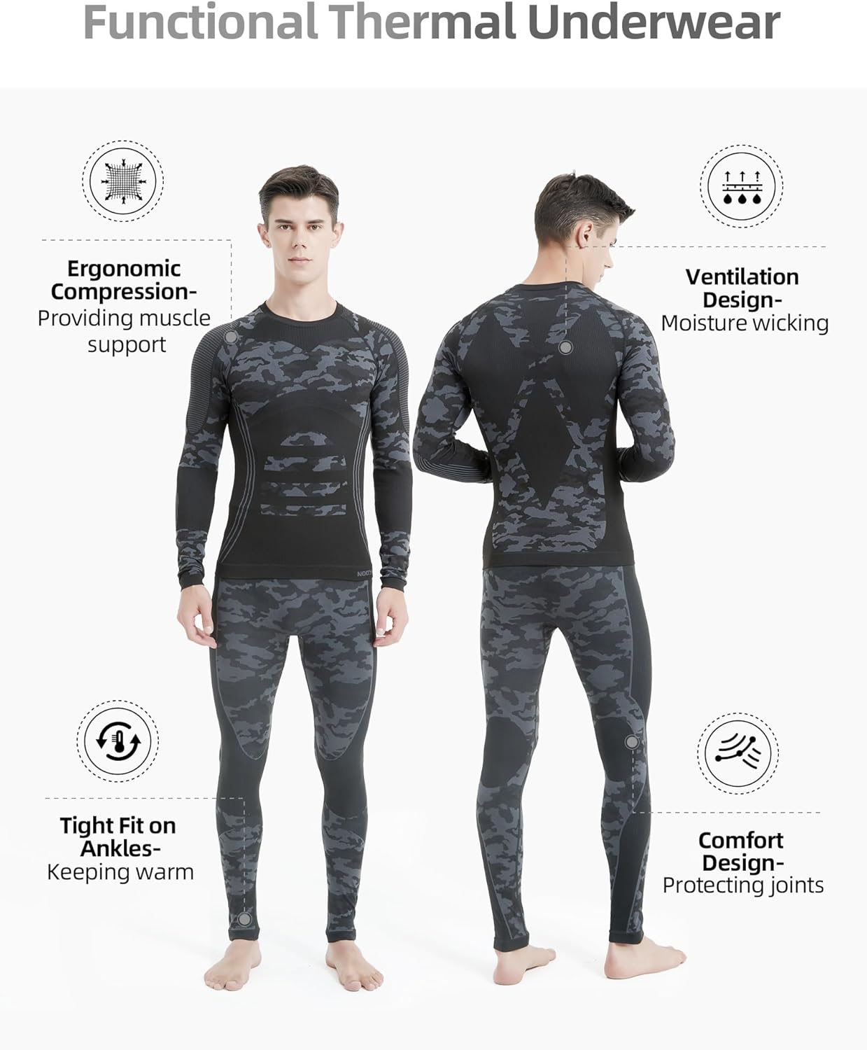 Thermal Underwear for Men Long Johns Long Underwear Base Layer for Cold Weather - Image 2