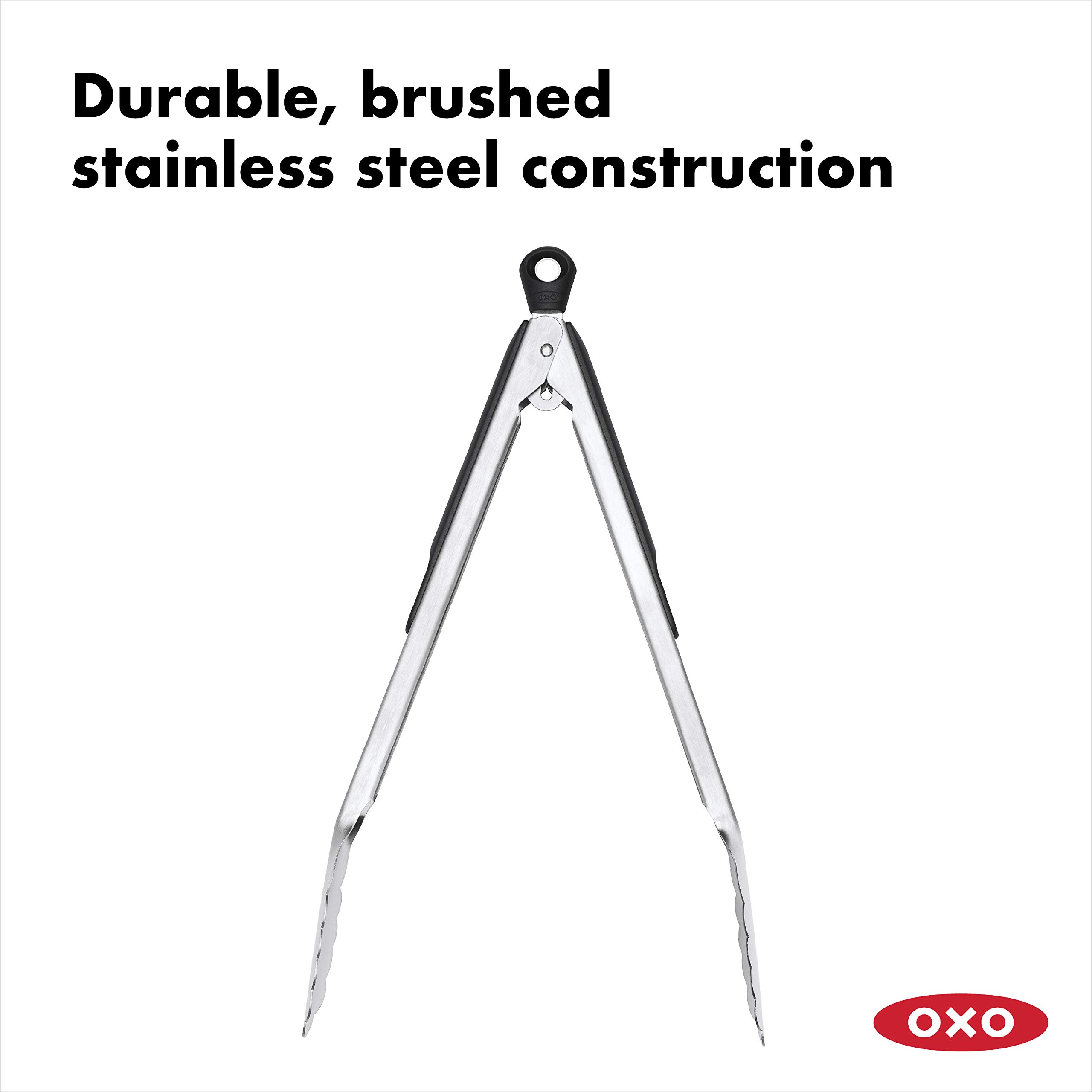 OXO Good Grips 12-Inch Stainless-Steel Locking Tongs & Good Grips 12-Inch Tongs With Nylon Heads - Image 4
