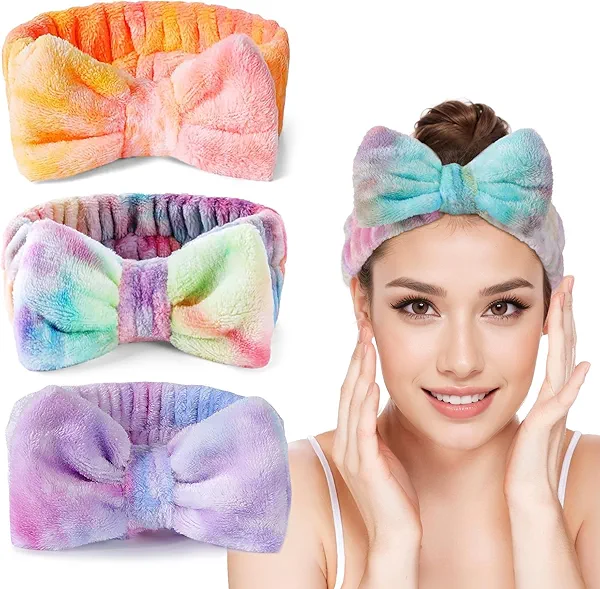 LADES Soft Skincare Headband – Adjustable, Comfortable & Stretchy Fabric, Cute Patterns for Makeup, Facial – Non-Slip, Headband for Hair Control