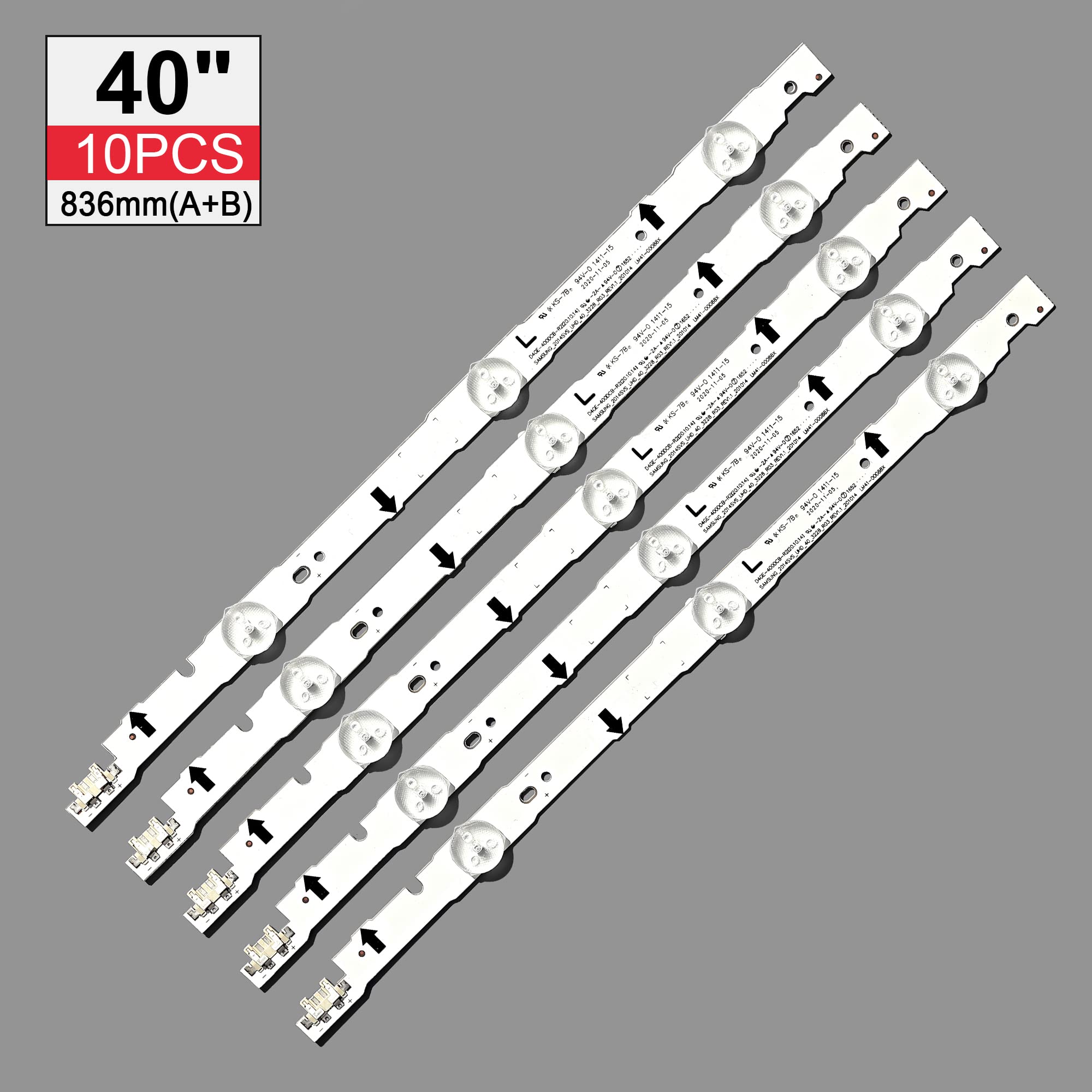 1 Juego = 10 Uds Tira de LED for iluminación Trasera for Samsung UE40H6200 D4GE-400DCA-R2 R1 400DCB-R2 R1 BN96-30450A 30449A BN96-38890A 38889A 30417A