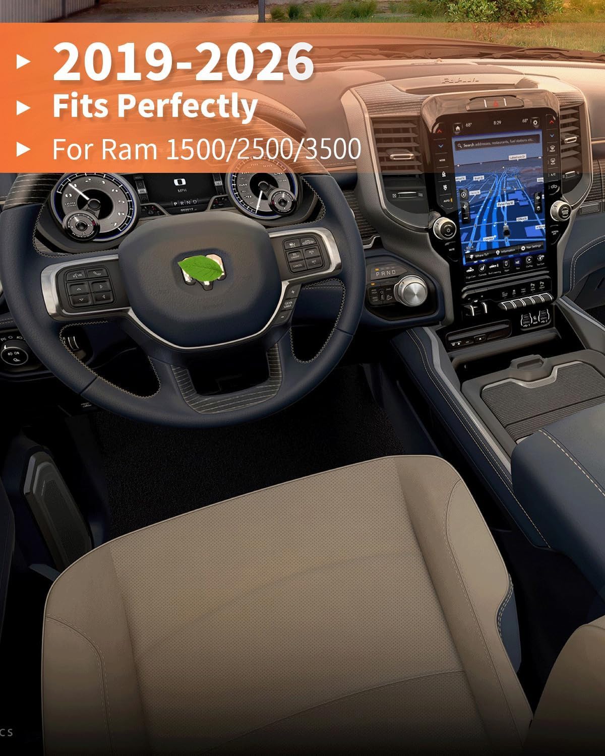 Center Console Cover for 2019-2025 Ram 1500 Center Console Cover, Armrest Cushion Pad Cover, PU Leather for 5th Ram 1500 Armrest Cushion Pad Cover Anti-Scratch for Ram 1500 Accessories