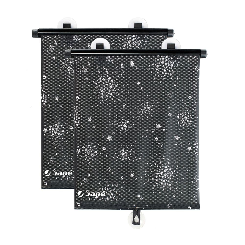 Jané Cortina Parasol Coche, 2 Unidades, Extensible, Plegable, Reversible, Ventosa, Universal, Automóvil, Gris