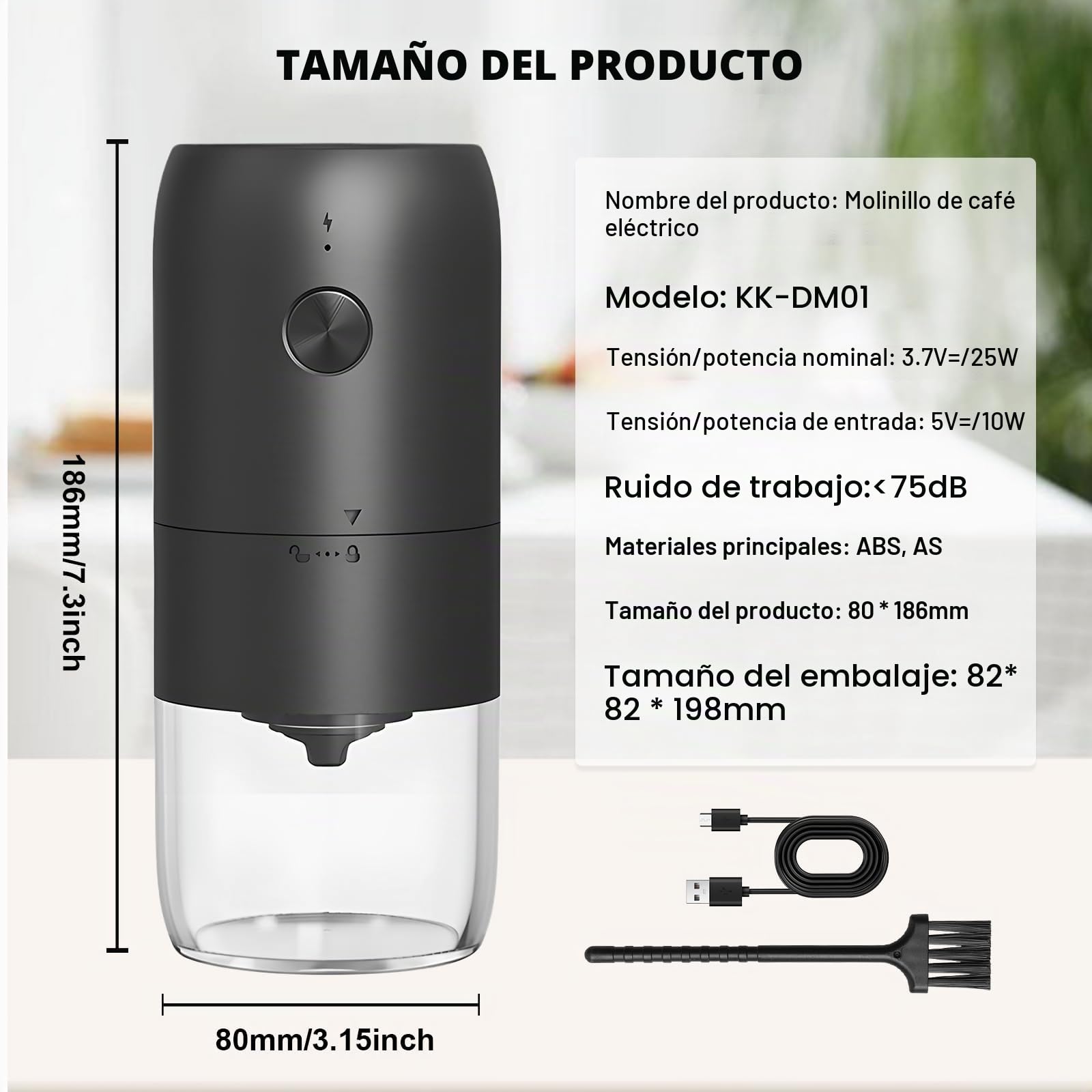 Molinillo de café eléctrico, portátil, con núcleo de cerámica, molinillo de granos de café, con grado de molienda ajustable para expreso, filtro de mano, prensa francesa