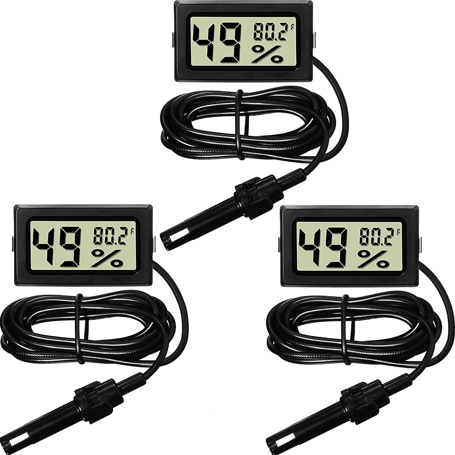 FY-12 Mini Digital Thermometer Hygrometer with Probe Indoor Temperature Humidity Meter Gauge LCD Fahrenheit Display Hygrometer Thermometer Gauge for Incubator Reptile Plant Terrarium - Image 2 thumbnail