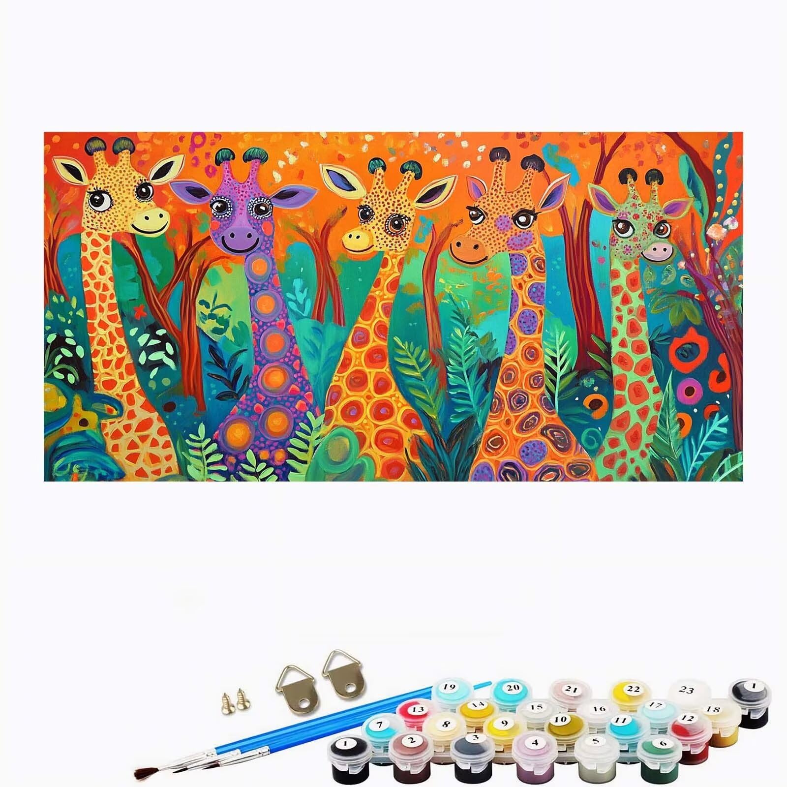 Pintar por Numeros Grande Vistoso, Cuadros para Pintar por Numeros Jirafa, Kit Manualidades Adultos Pinturas Acrílica, Paint by Numbers para Decoración de Casa Pared Regalo 40x80 cm sin Marco-YH644