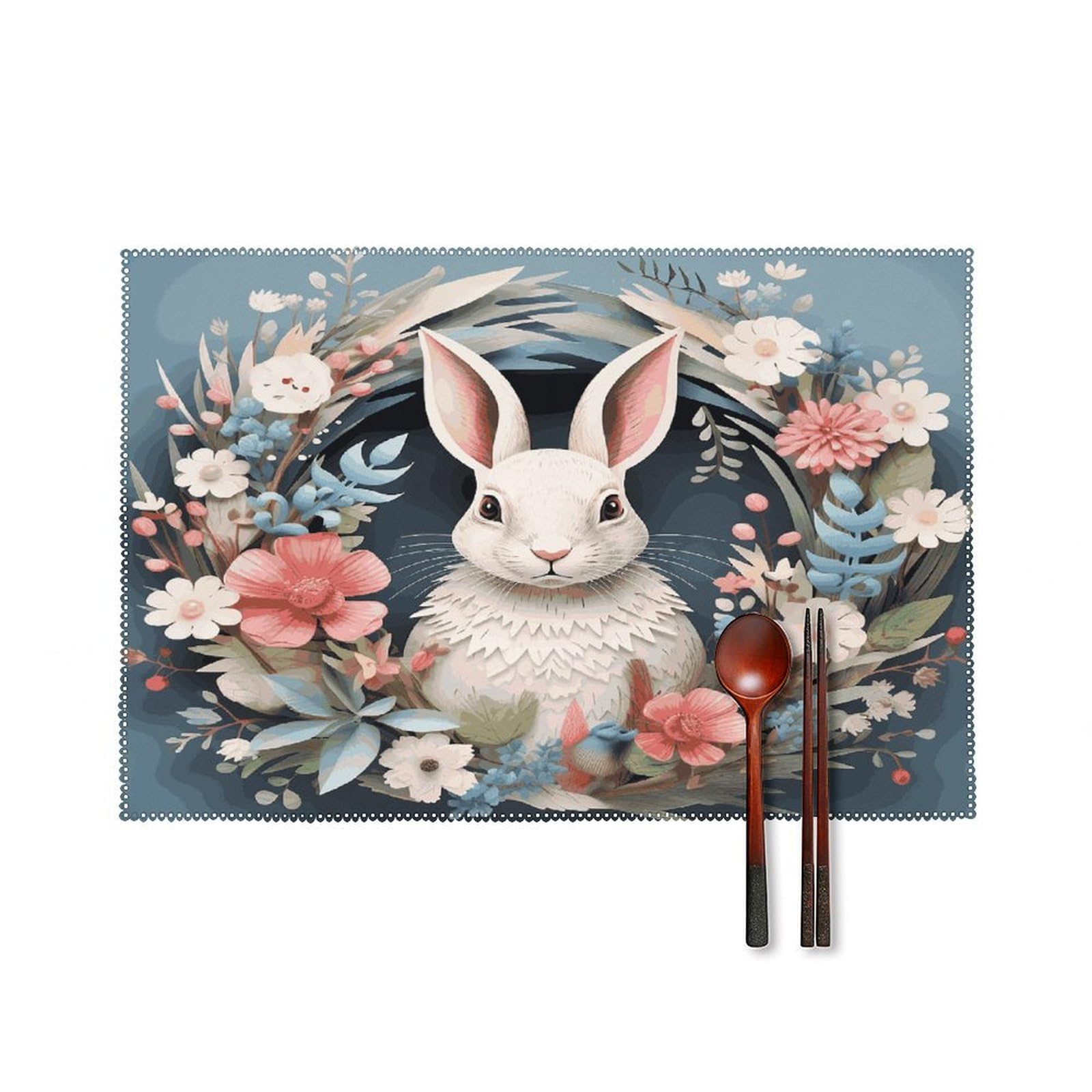 Fodpand Style Easter Wreath With Rabbit Placemats Set Of 4 Place Mats Table Mats
